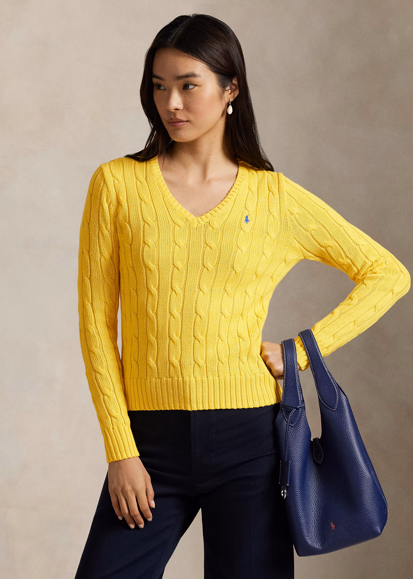 Zopfmusterpullover mit V-Ausschnitt - RALPH LAUREN OUTLET