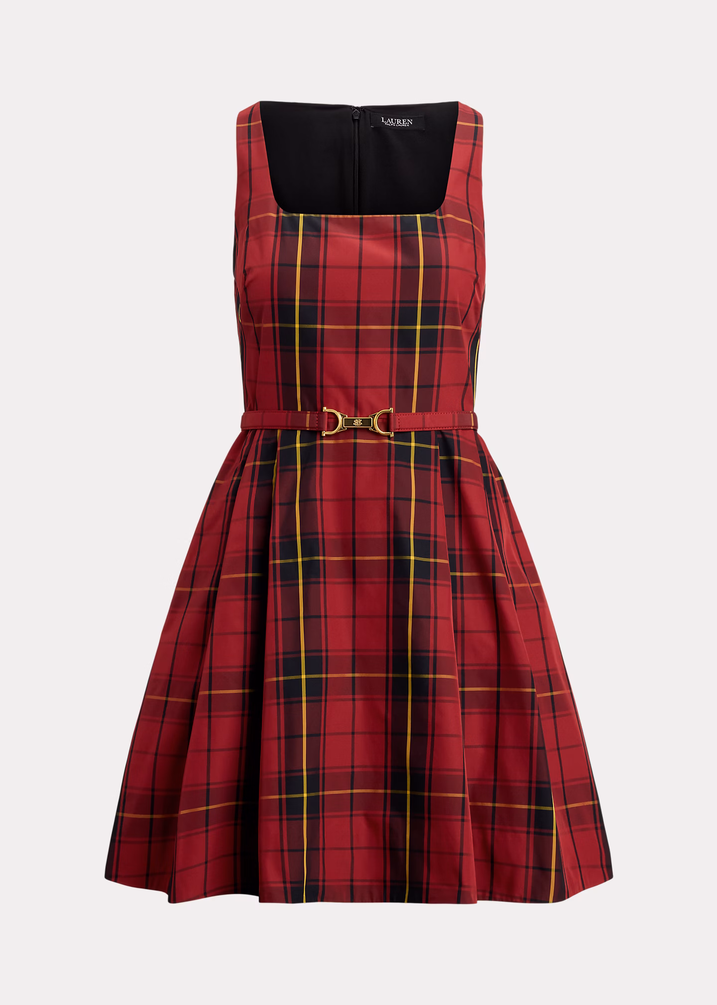 Kariertes Taft-Cocktailkleid mit Gürtel - RALPH LAUREN OUTLET