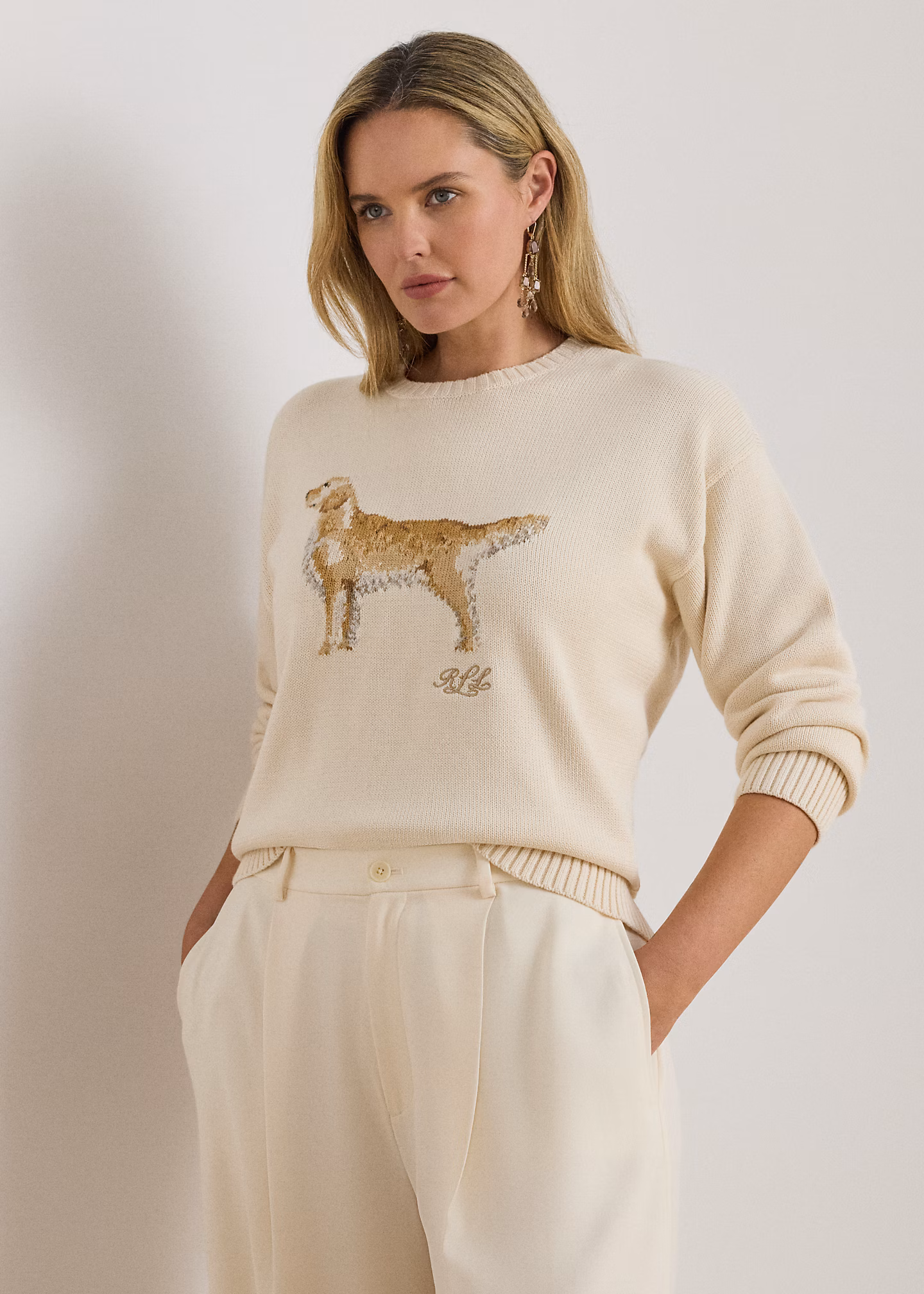 Strickpullover mit Golden Retriever - RALPH LAUREN OUTLET