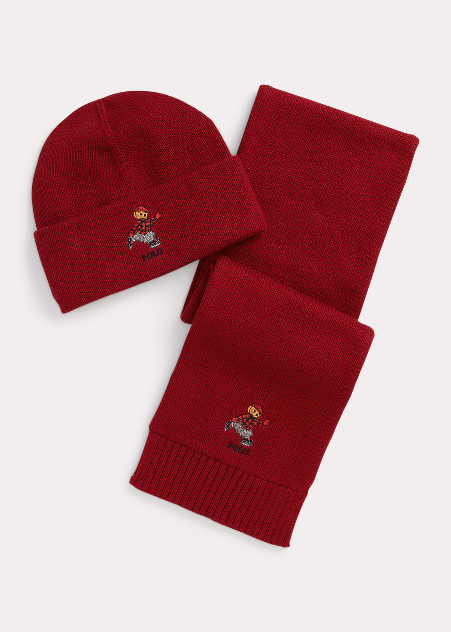 Baumwollmütze und -schal mit Polo Bear - RALPH LAUREN OUTLET