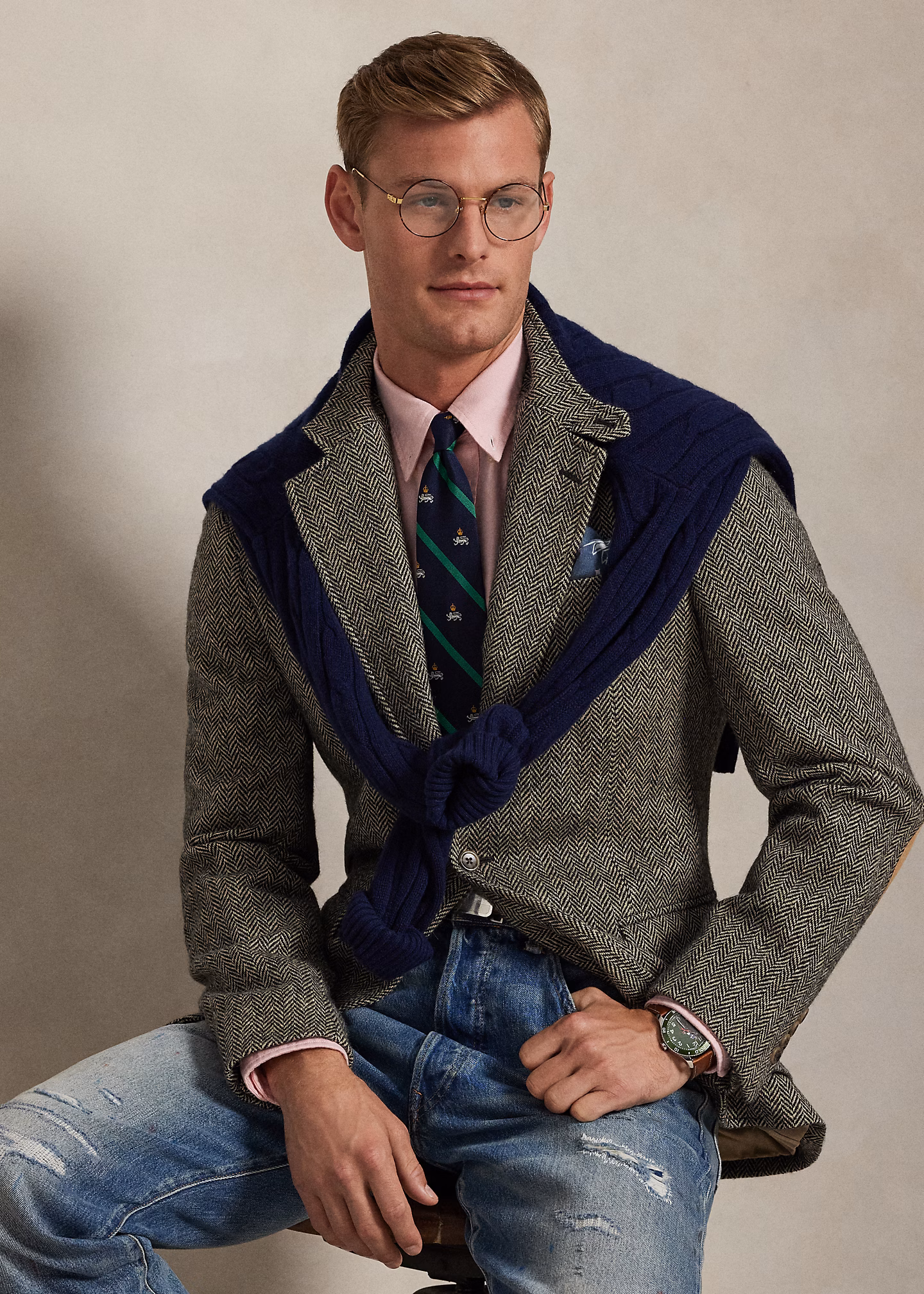 Die Jacke RL67 mit Fischgratmuster - RALPH LAUREN OUTLET