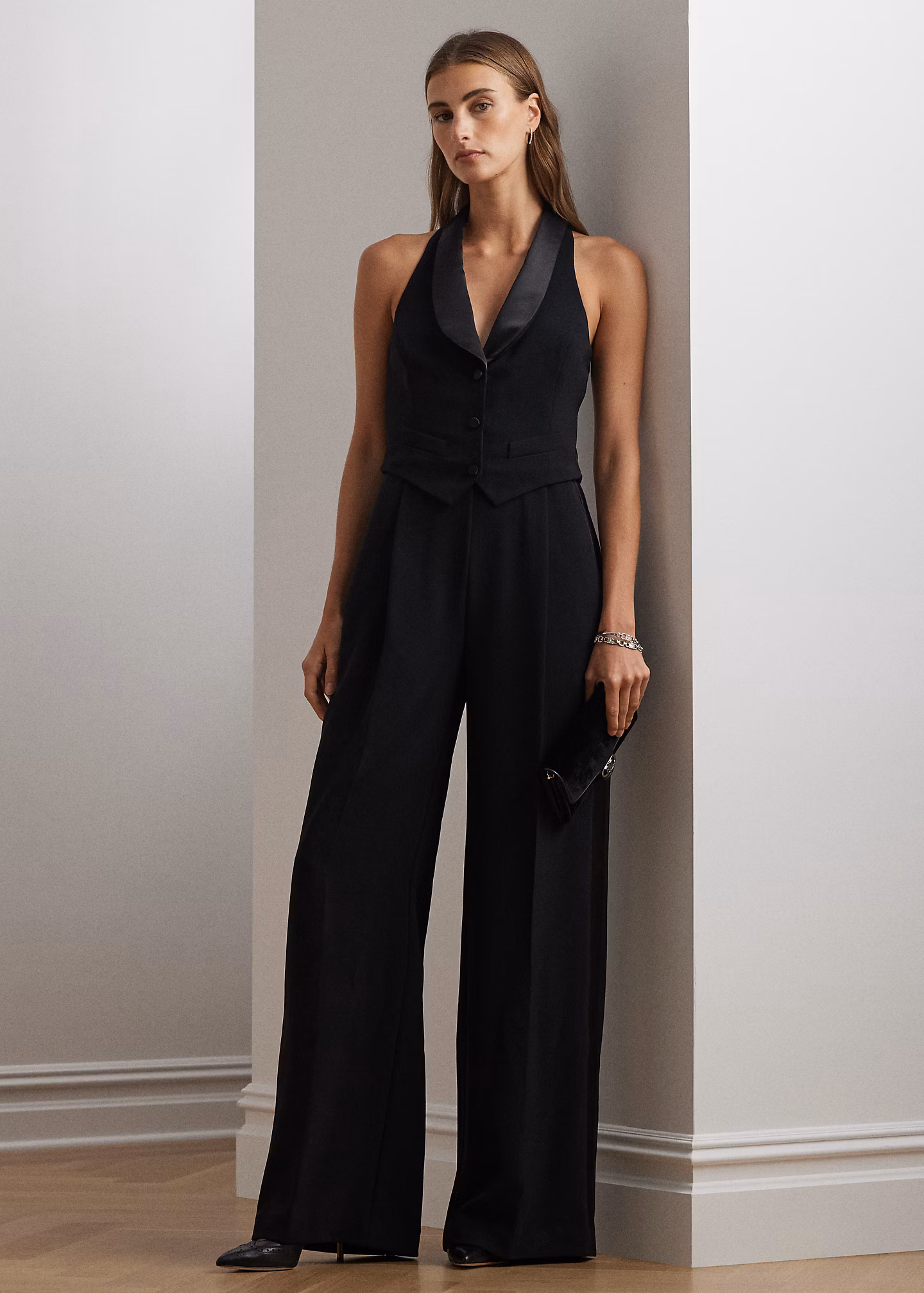 Ärmelloser Crêpe-Jumpsuit mit Satin - RALPH LAUREN OUTLET