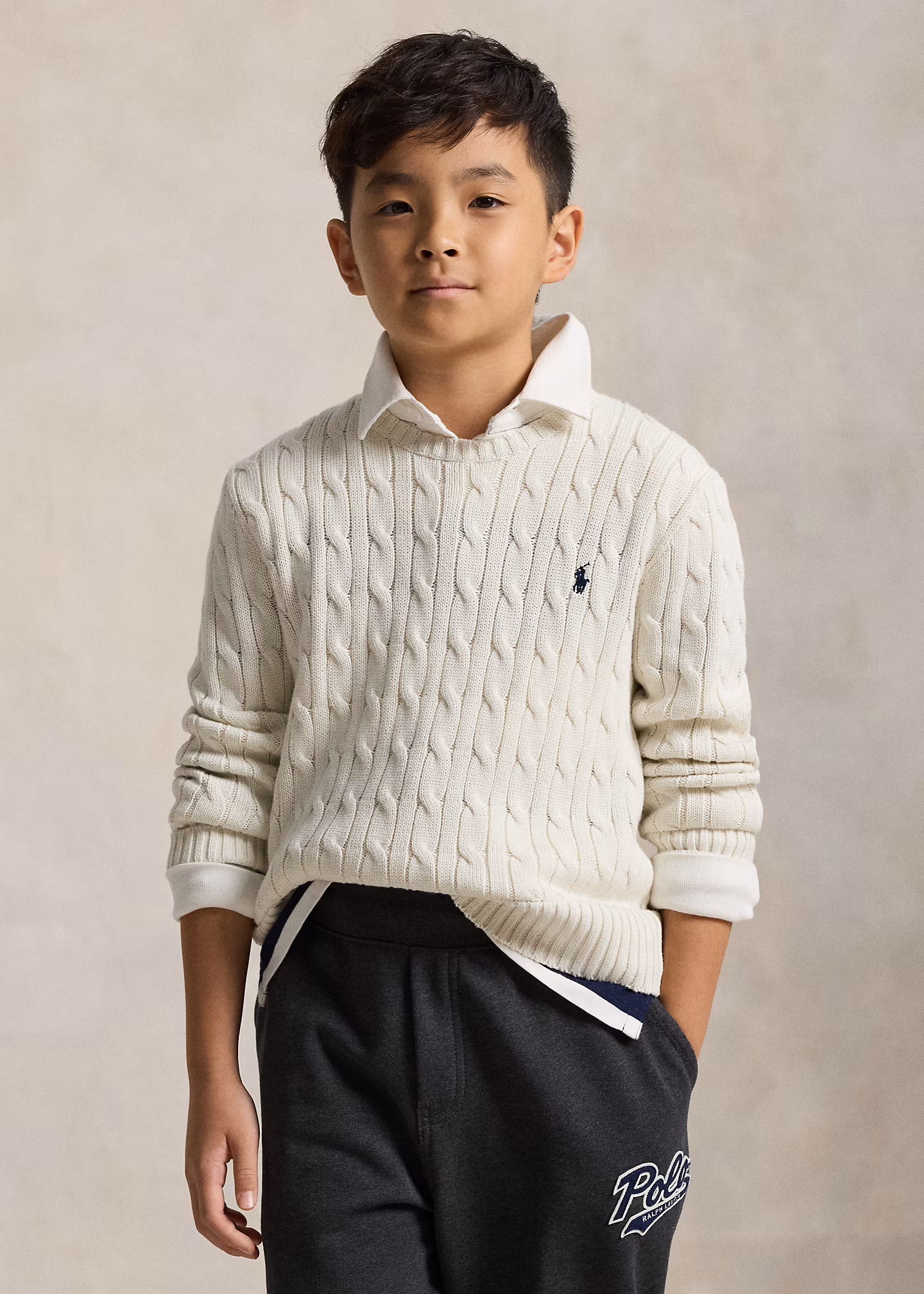 Baumwollpullover mit Zopfmuster - RALPH LAUREN OUTLET