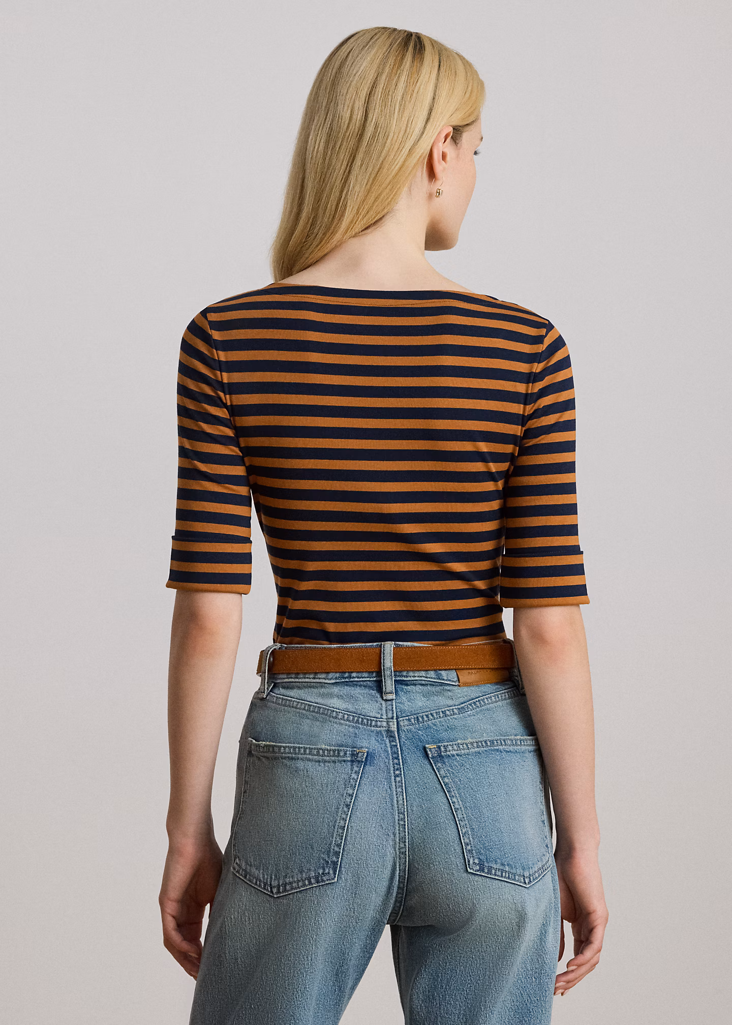 Baumwoll-T-Shirt mit U-Boot-Ausschnitt - RALPH LAUREN OUTLET