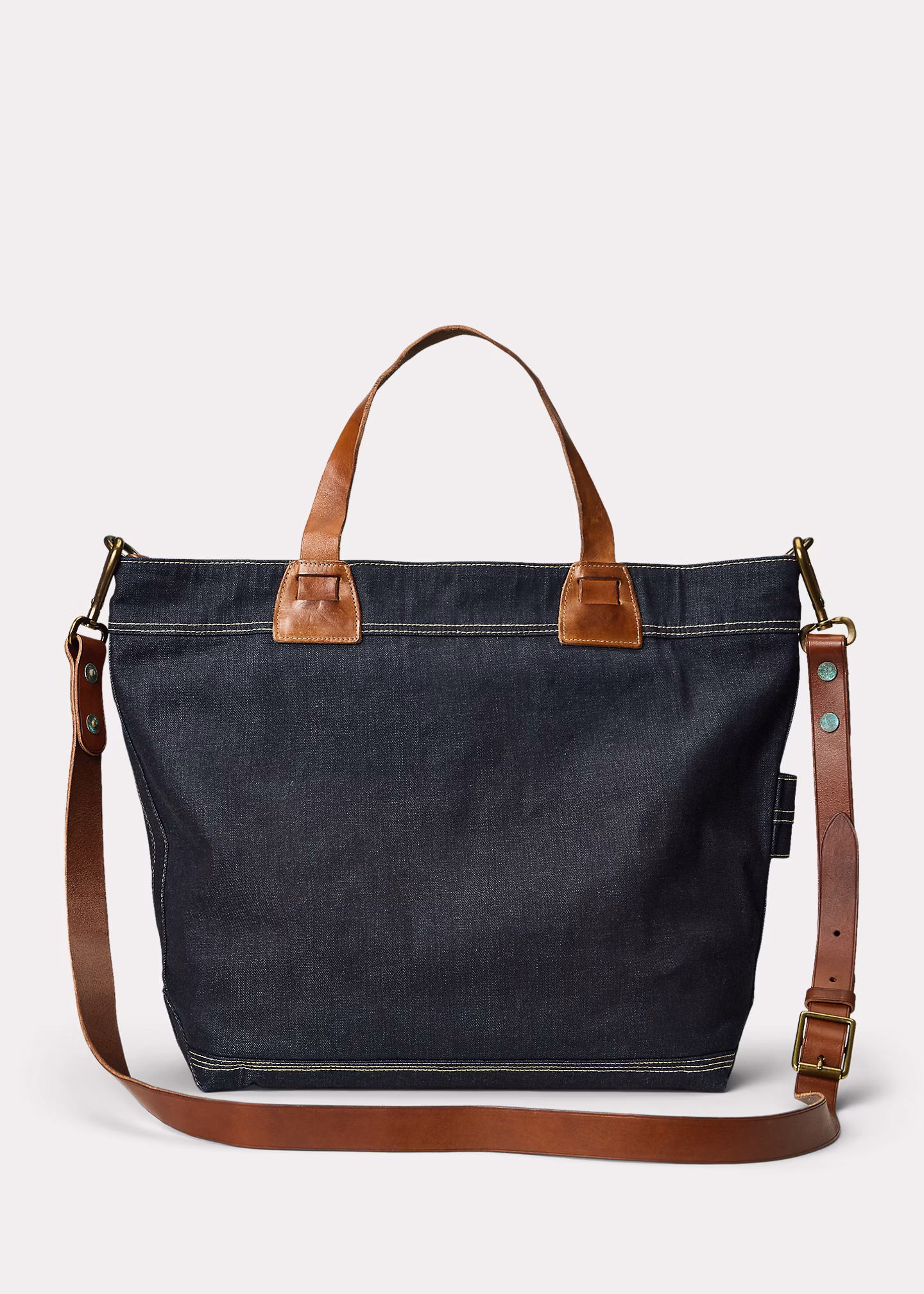 Denim-Tragetasche mit Lederbesatz - RALPH LAUREN OUTLET