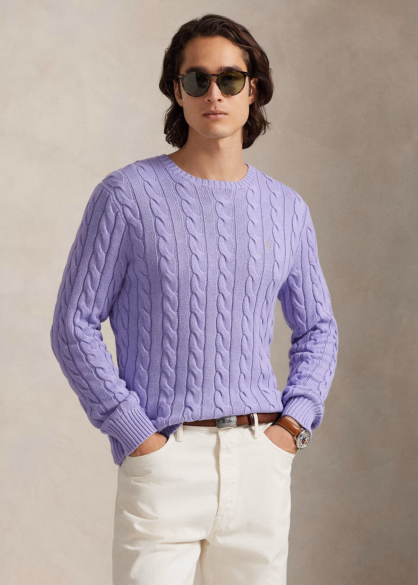 Baumwollpullover mit Zopfmuster - RALPH LAUREN OUTLET