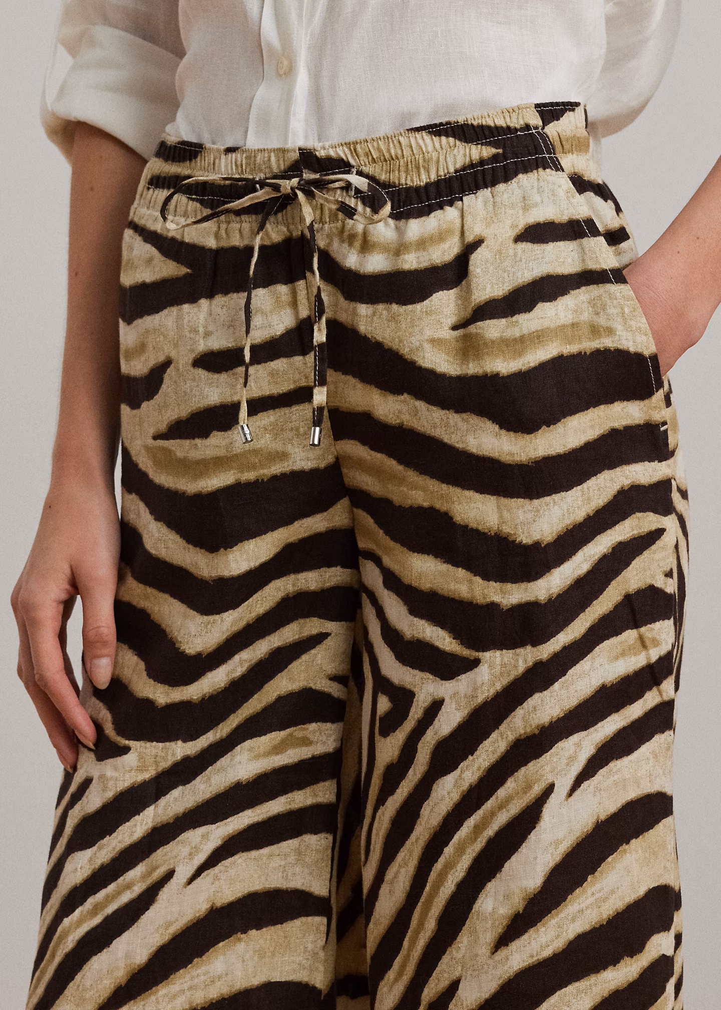 Zebra-Leinenhose mit weitem Bein - RALPH LAUREN OUTLET