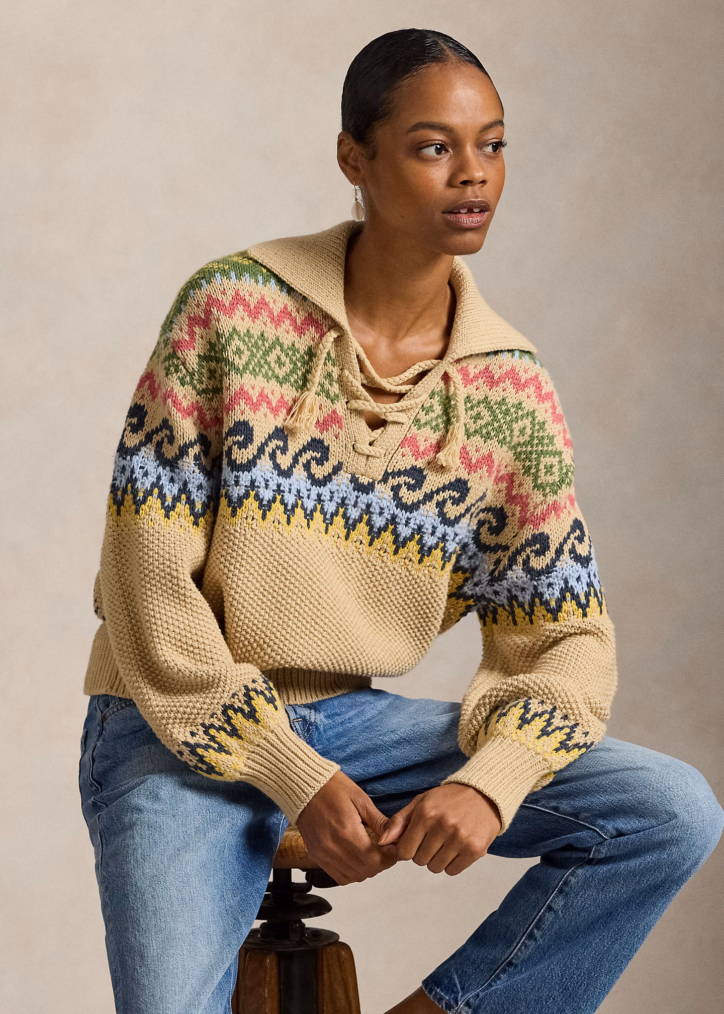 Schnürpullover mit Fair-Isle-Muster - RALPH LAUREN OUTLET