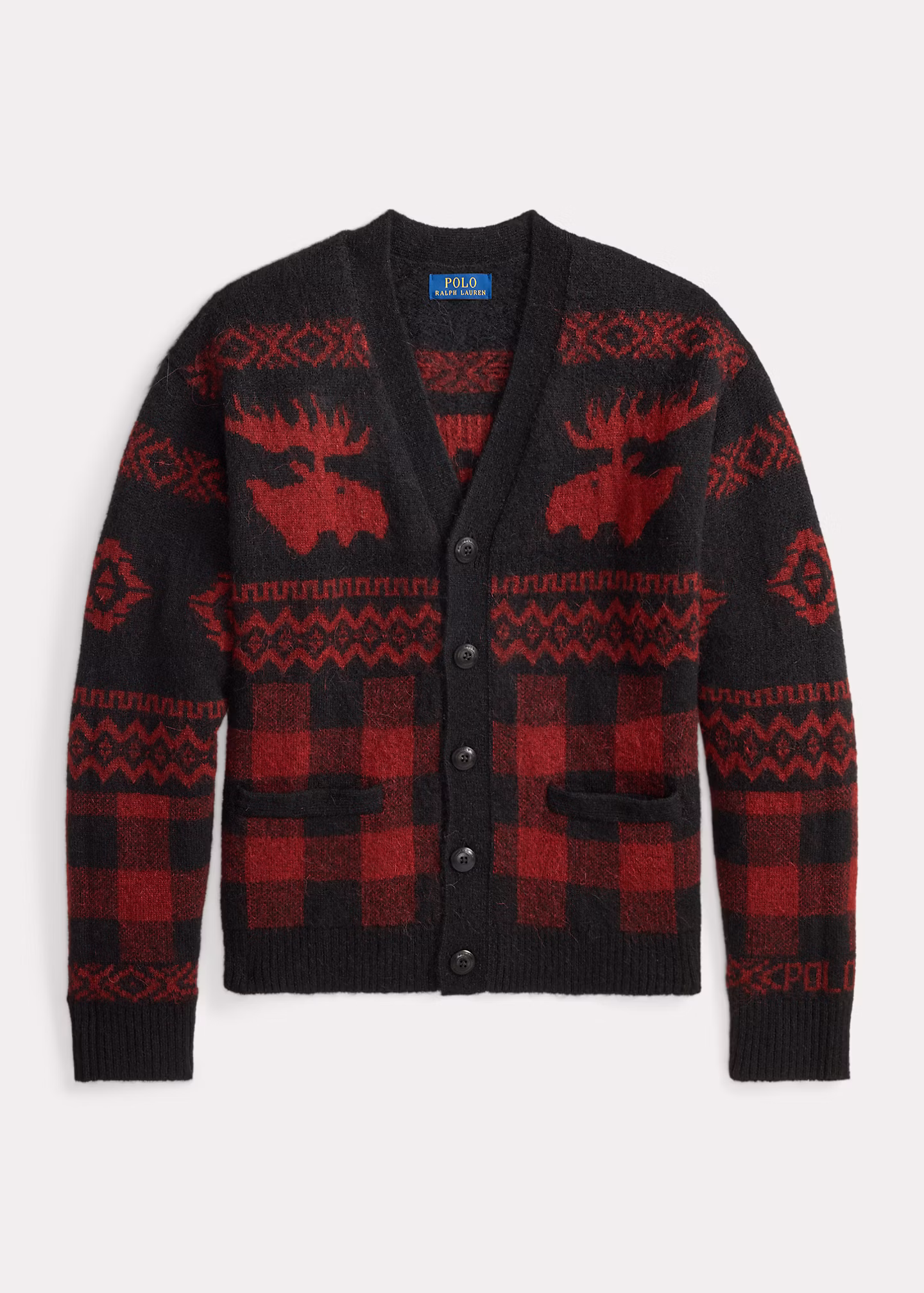 Buffalo-Karo-Strickjacke mit Elchgrafik - RALPH LAUREN OUTLET