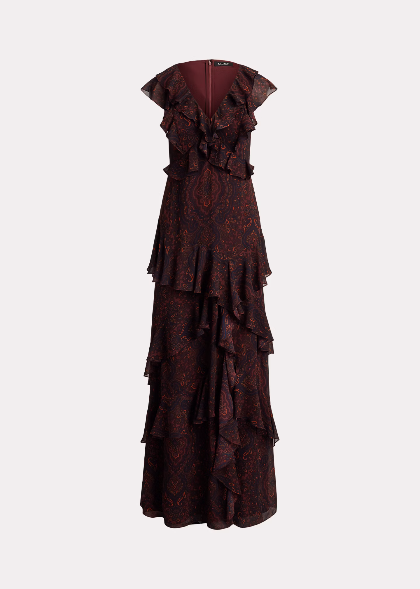 Paisley-Georgette-Abendkleid mit Rüschen - RALPH LAUREN OUTLET