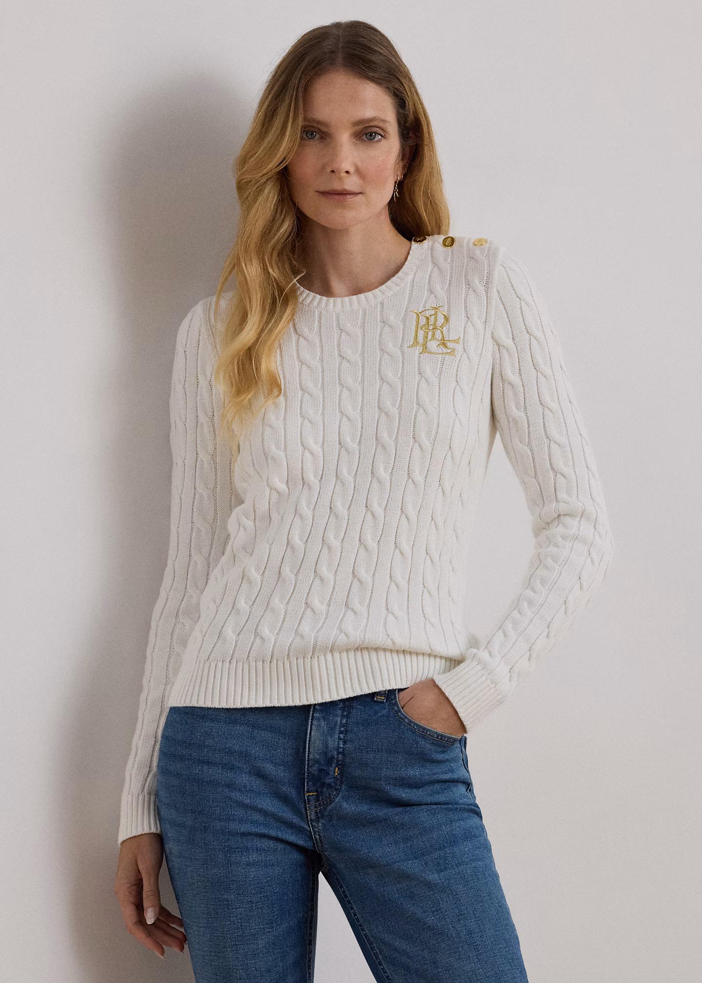 Baumwollpullover mit Zopfmuster - RALPH LAUREN OUTLET