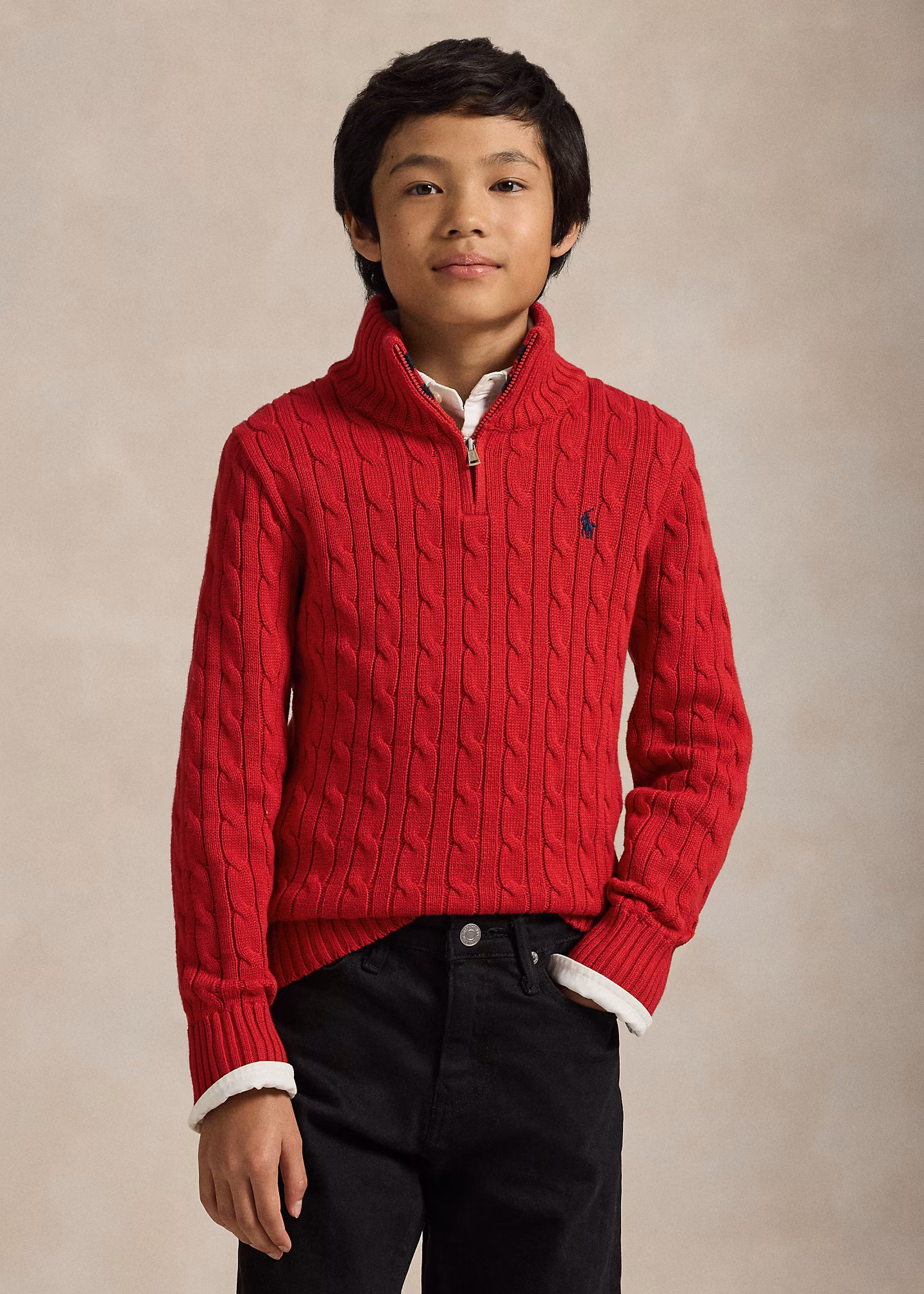 Baumwollpullover mit Zopfmuster - RALPH LAUREN OUTLET