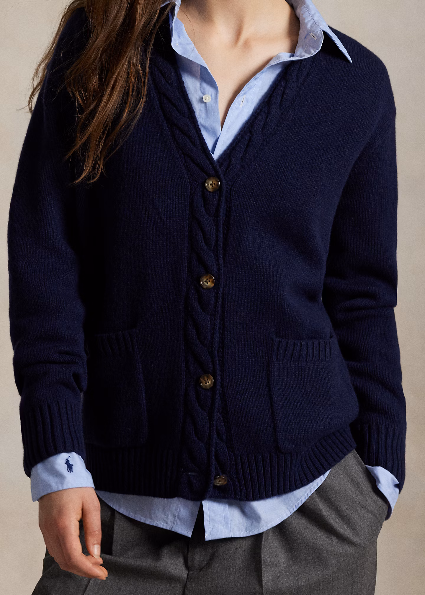 Strickjacke mit Zopfmusterbesatz - RALPH LAUREN OUTLET