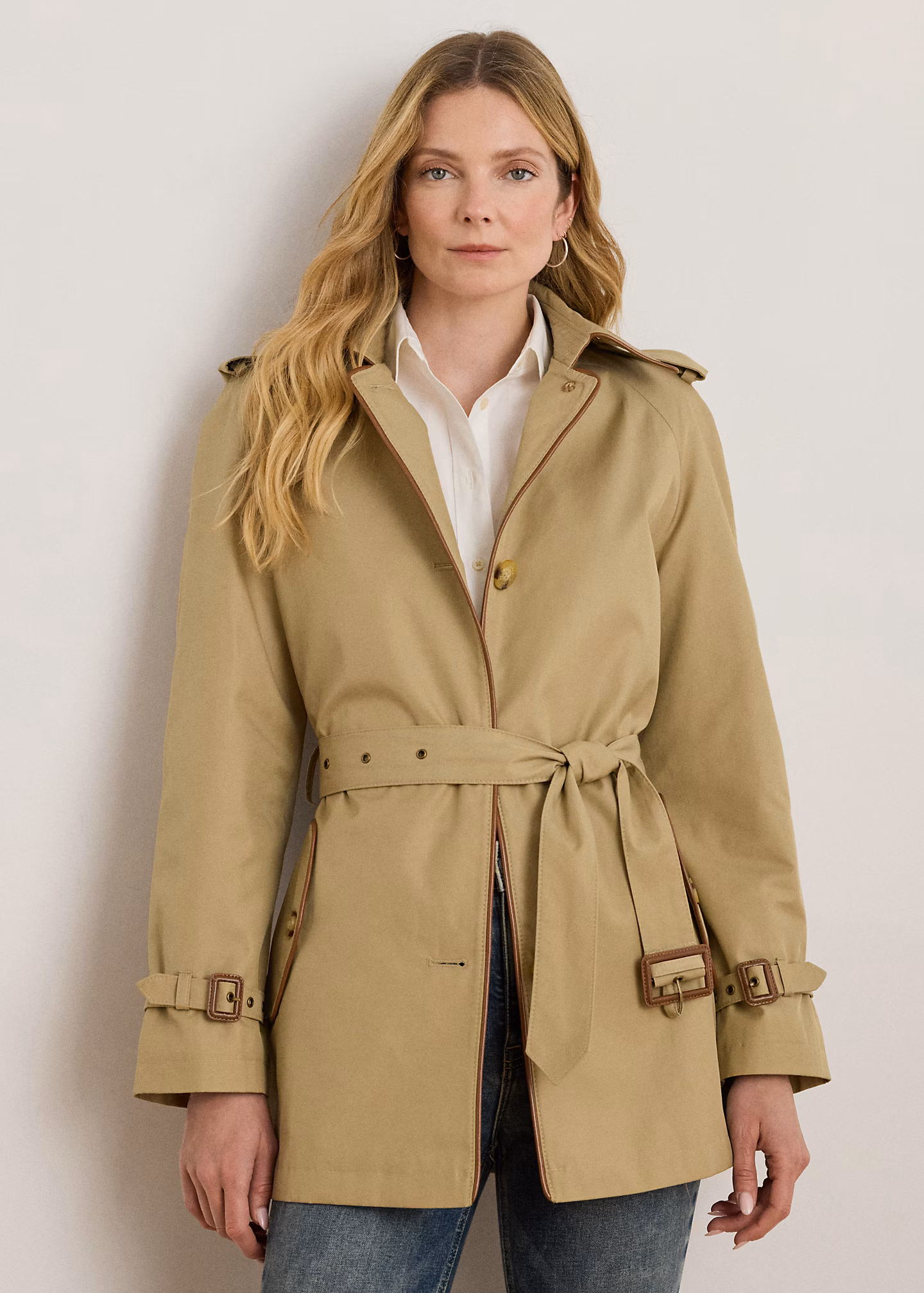 Trenchcoat mit Kunstlederbesatz - RALPH LAUREN OUTLET