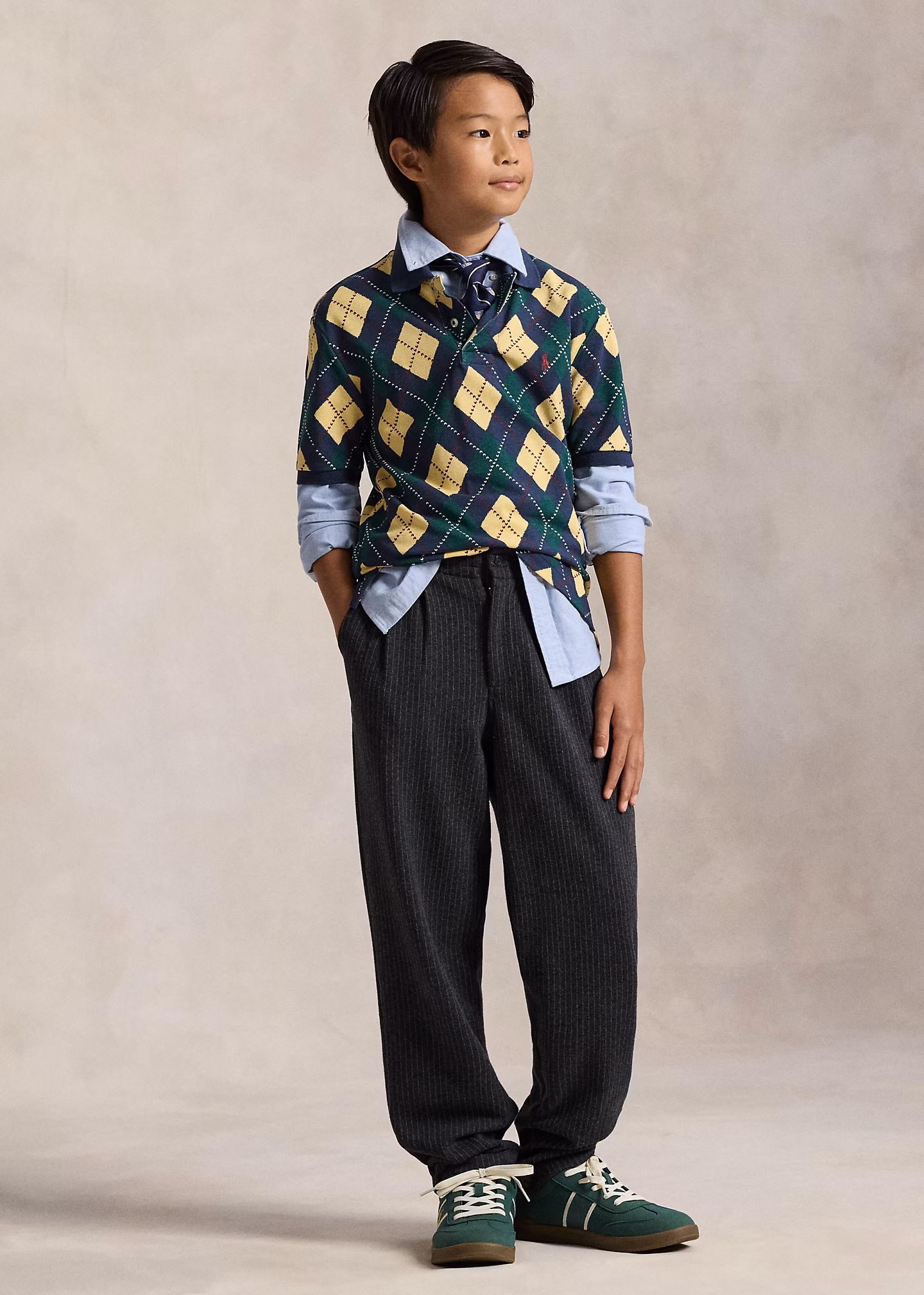 Baumwollpiqué-Poloshirt mit Argyle-Druck - RALPH LAUREN OUTLET