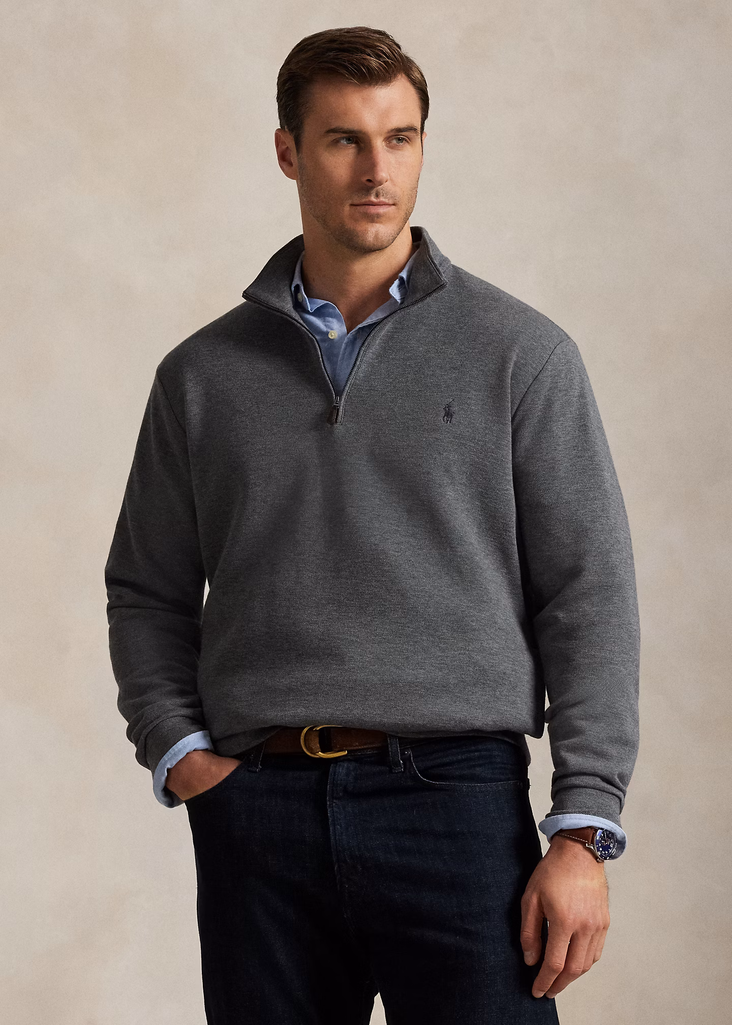 Piqué-Pullover mit Viertelreißverschluss - RALPH LAUREN OUTLET