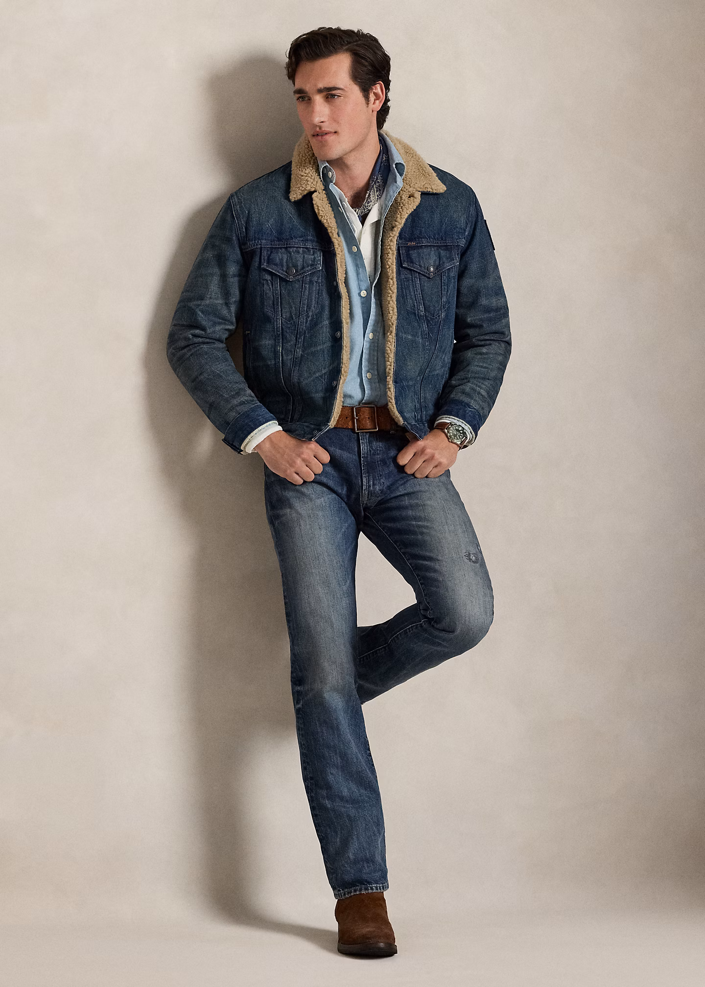 Denim-Truckerjacke mit Fleecefutter - RALPH LAUREN OUTLET