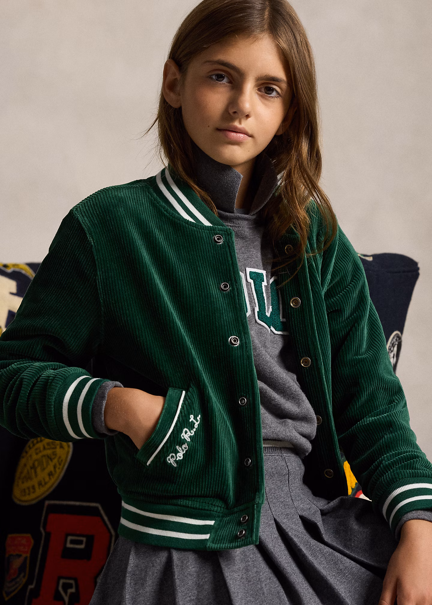 Velours-Baseballjacke mit Logo - RALPH LAUREN OUTLET