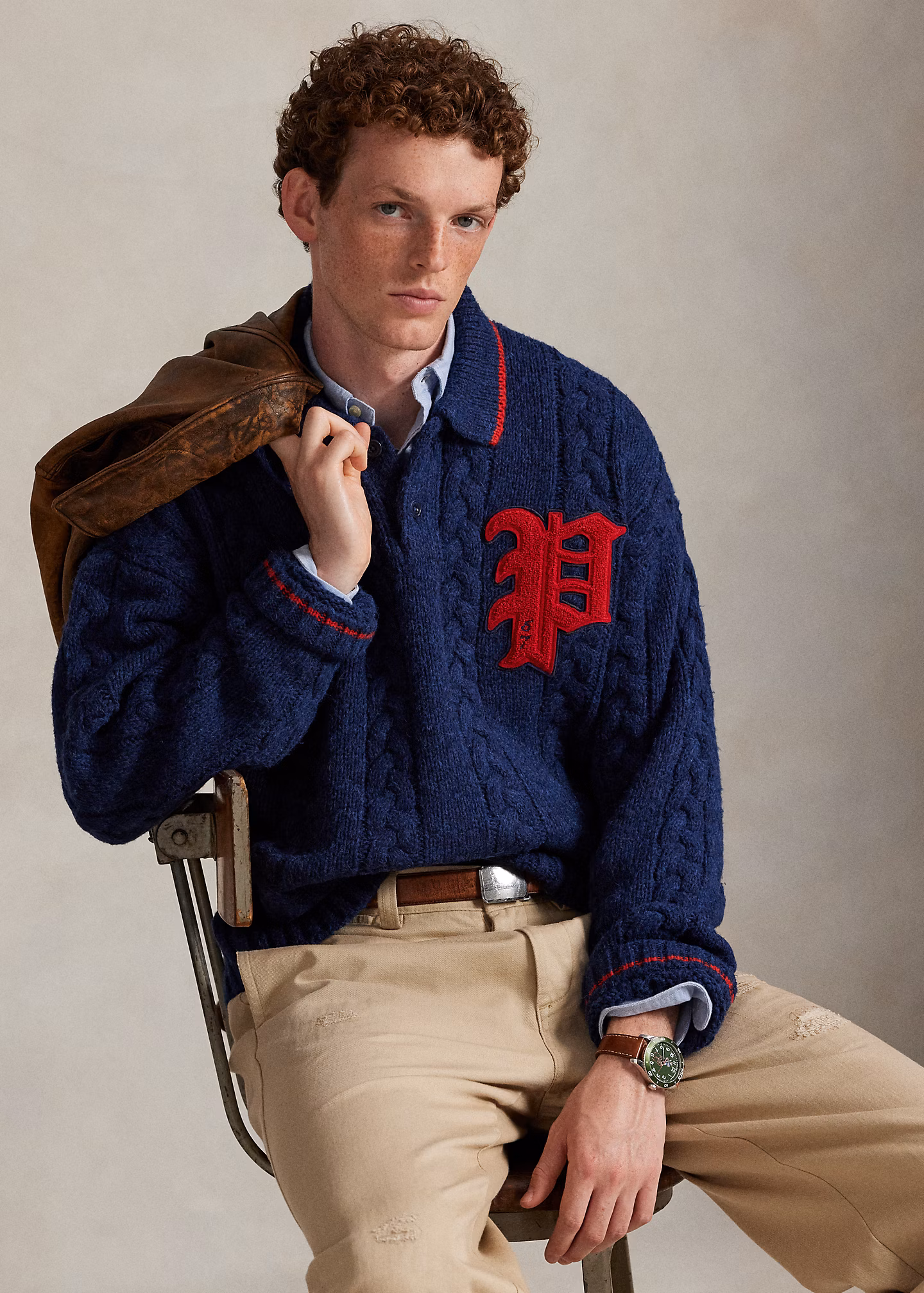 Pullover mit Polokragen und Zopfmuster - RALPH LAUREN OUTLET