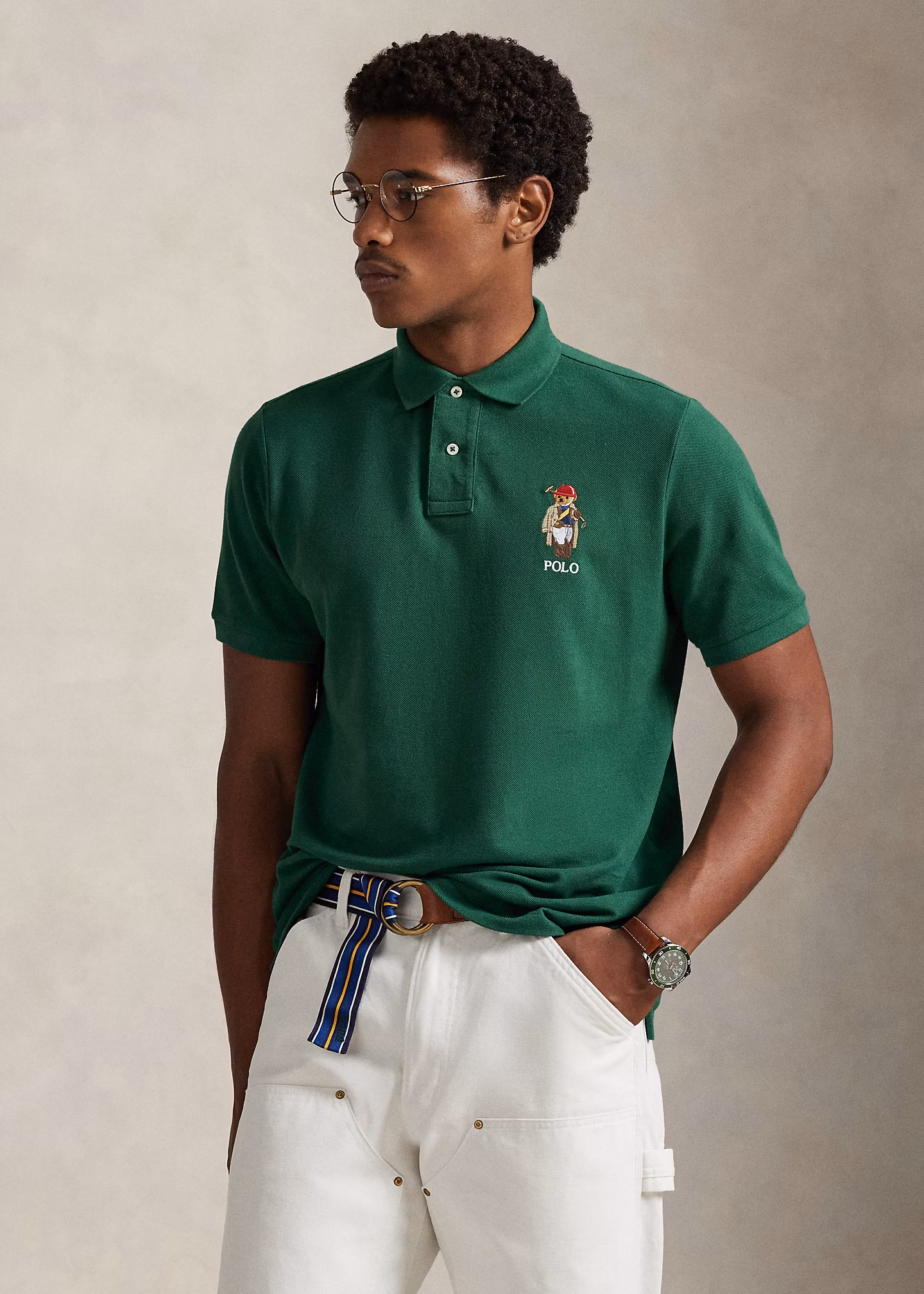 Custom-Slim-Fit Piqué-Poloshirt mit Bear - RALPH LAUREN OUTLET