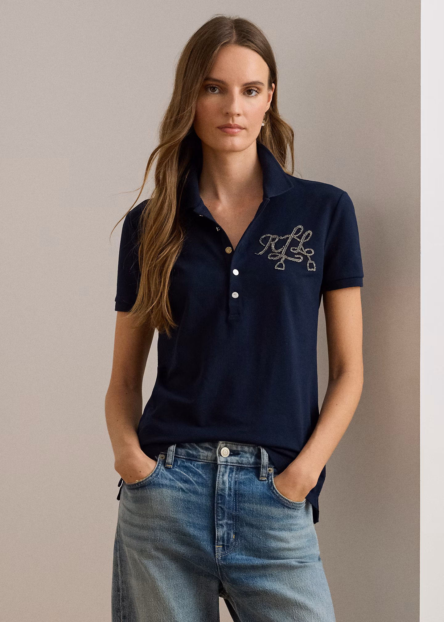Baumwollpiqué-Poloshirt mit Perlenlogo - RALPH LAUREN OUTLET