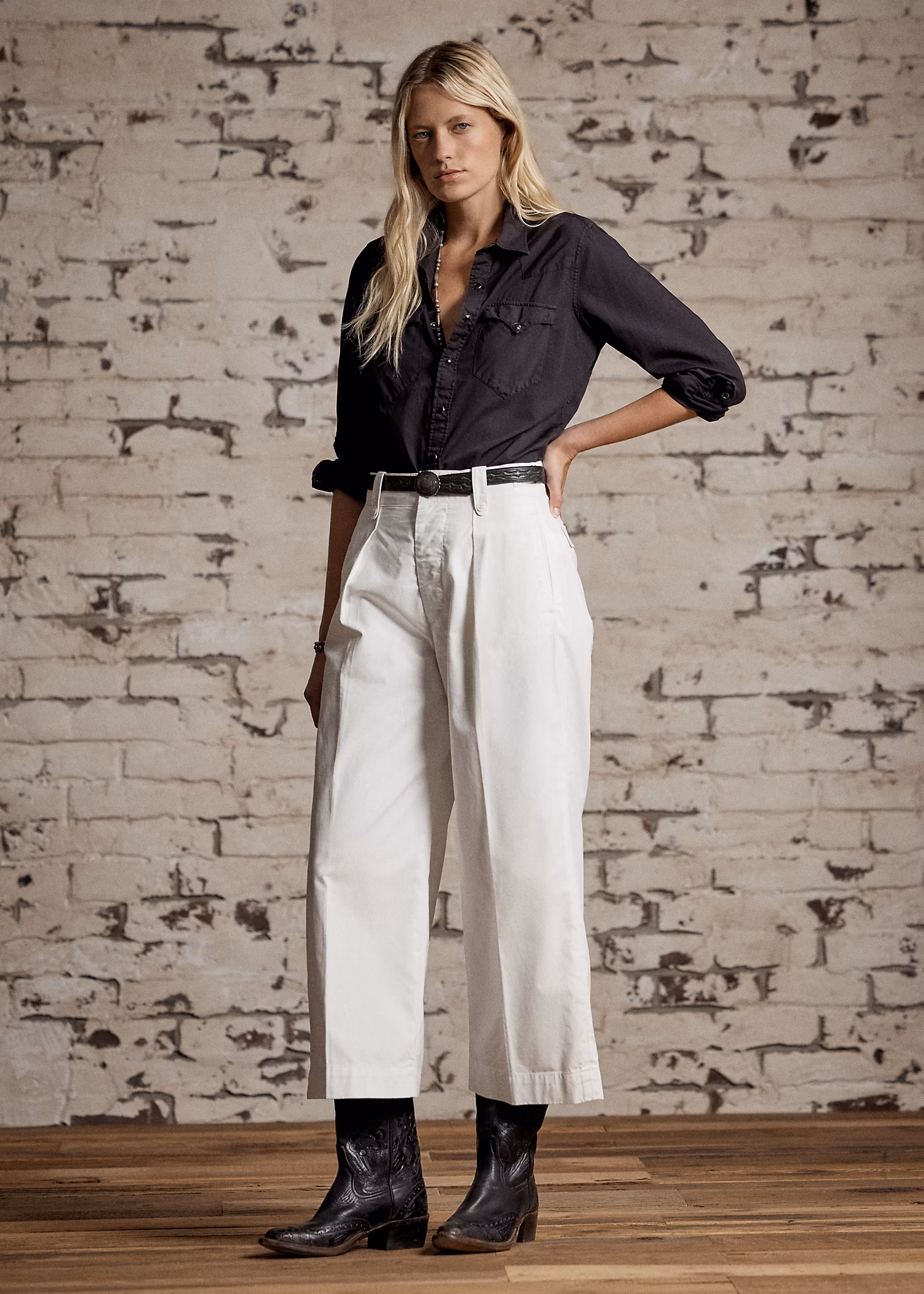 Popeline-Hose in 3/4-Länge, weites Bein - RALPH LAUREN OUTLET