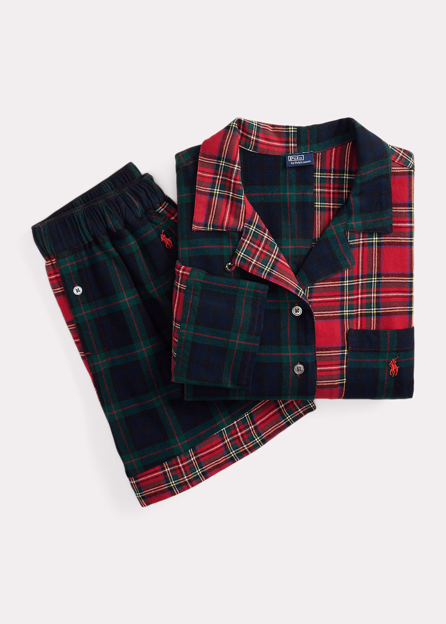 Karierter Flanell-Pyjama mit Shorts - RALPH LAUREN OUTLET