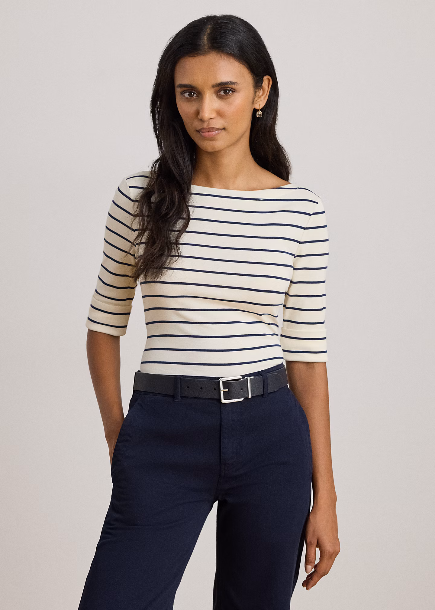 Baumwoll-T-Shirt mit U-Boot-Ausschnitt - RALPH LAUREN OUTLET