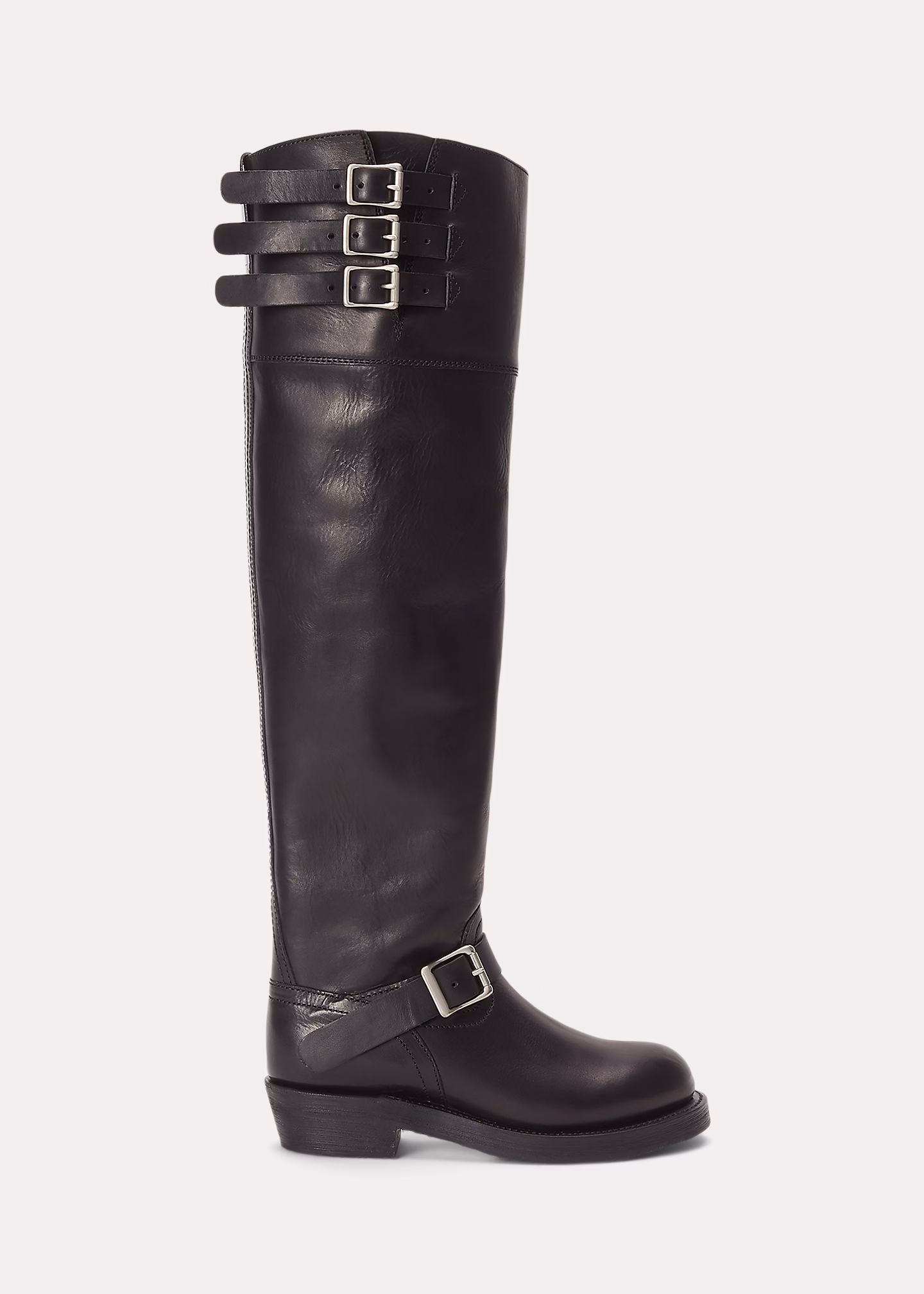 Hoher Biker-Stiefel aus poliertem Leder - RALPH LAUREN OUTLET