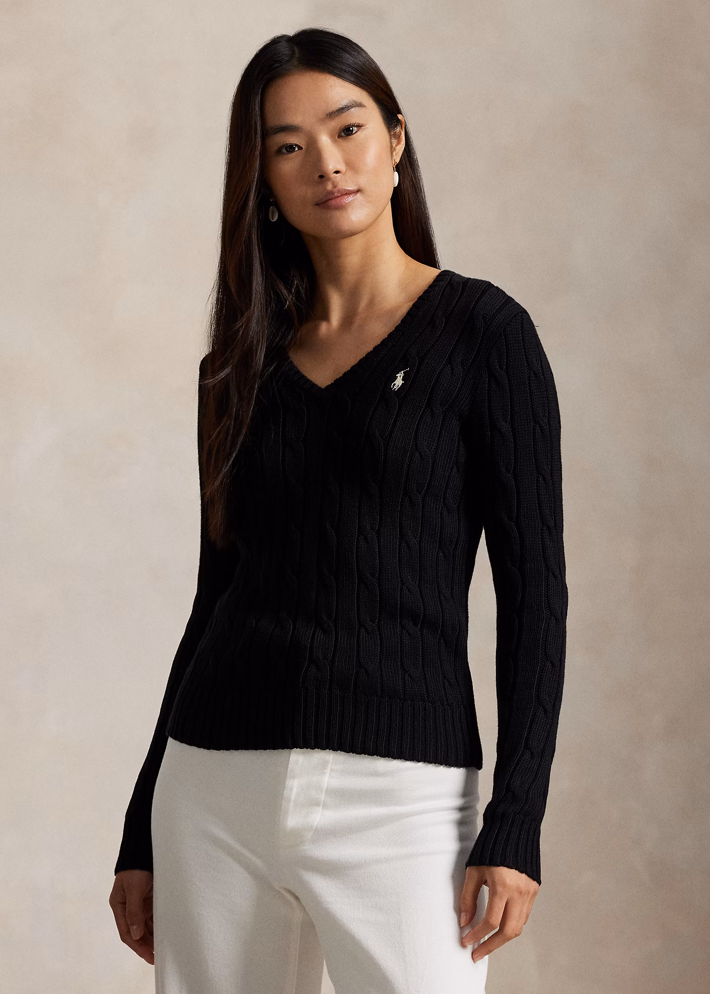 Zopfmusterpullover mit V-Ausschnitt - RALPH LAUREN OUTLET