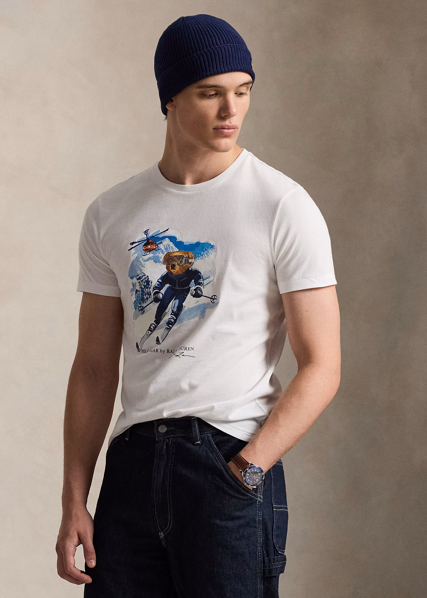 Custom-Slim-Fit T-Shirt mit Polo Bear - RALPH LAUREN OUTLET