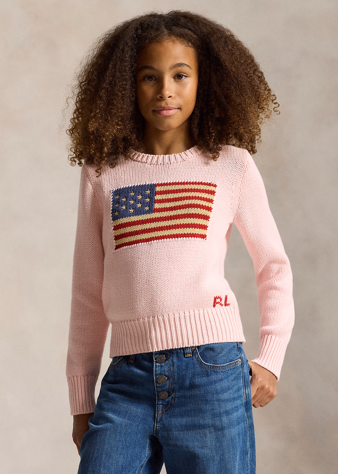 Baumwoll-Rundhalspullover mit US-Flagge - RALPH LAUREN OUTLET