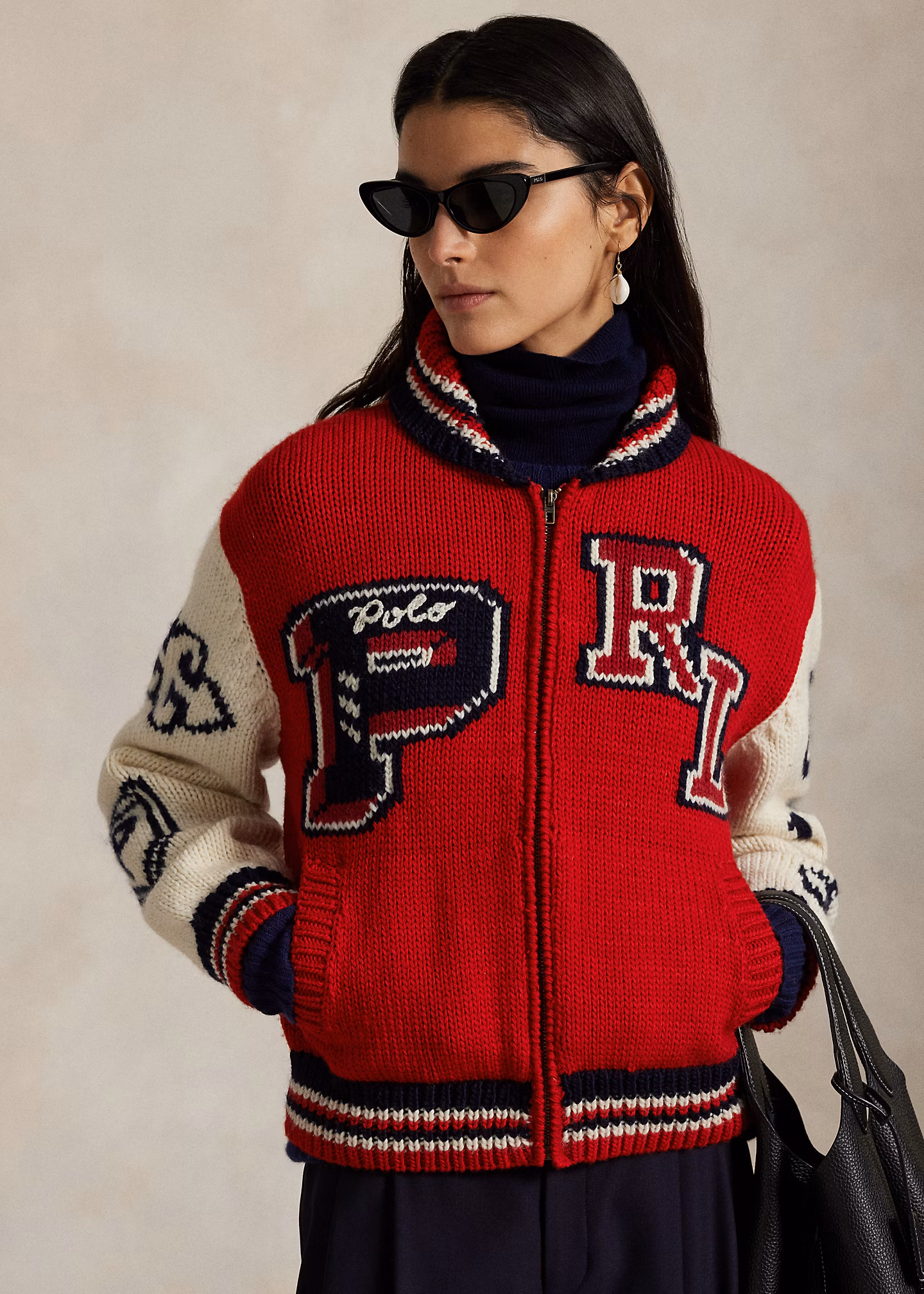 College-Strickjacke mit Reißverschluss - RALPH LAUREN OUTLET