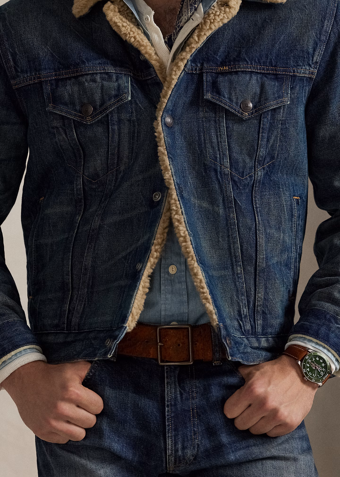 Denim-Truckerjacke mit Fleecefutter - RALPH LAUREN OUTLET