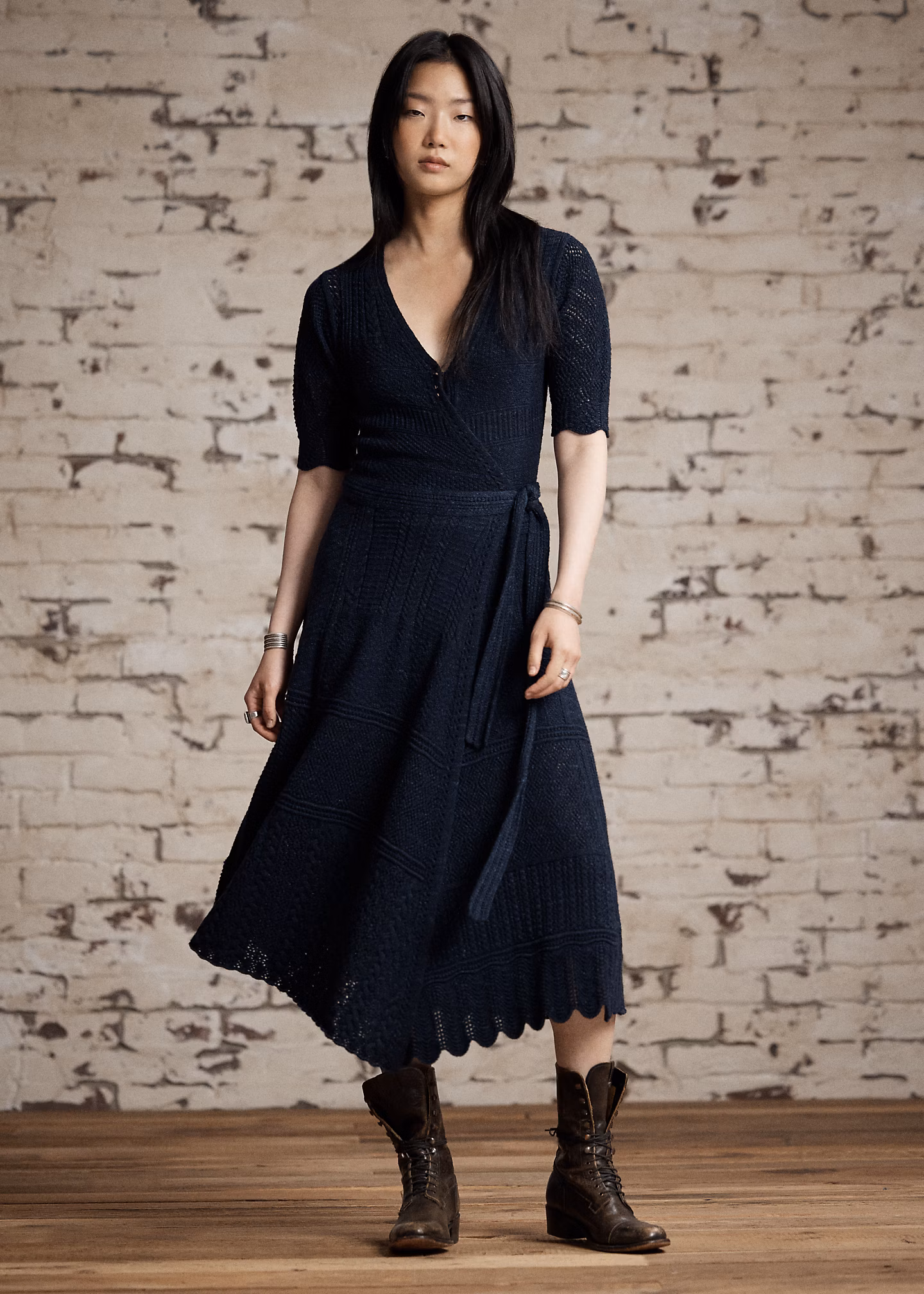 Jacquard-Wickelkleid mit Lochmuster - RALPH LAUREN OUTLET