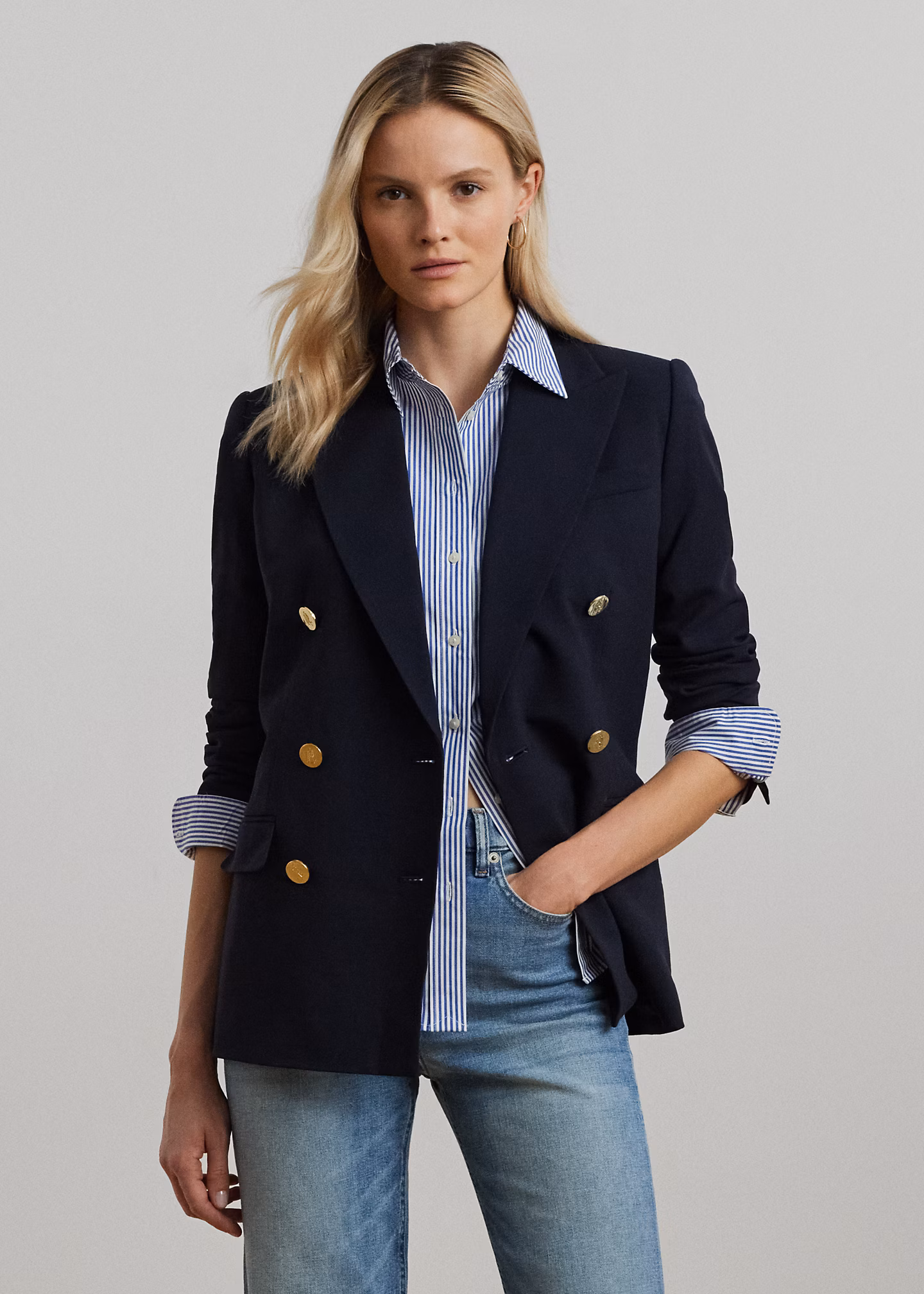 Zweireihiger Blazer aus Wollkrepp - RALPH LAUREN OUTLET