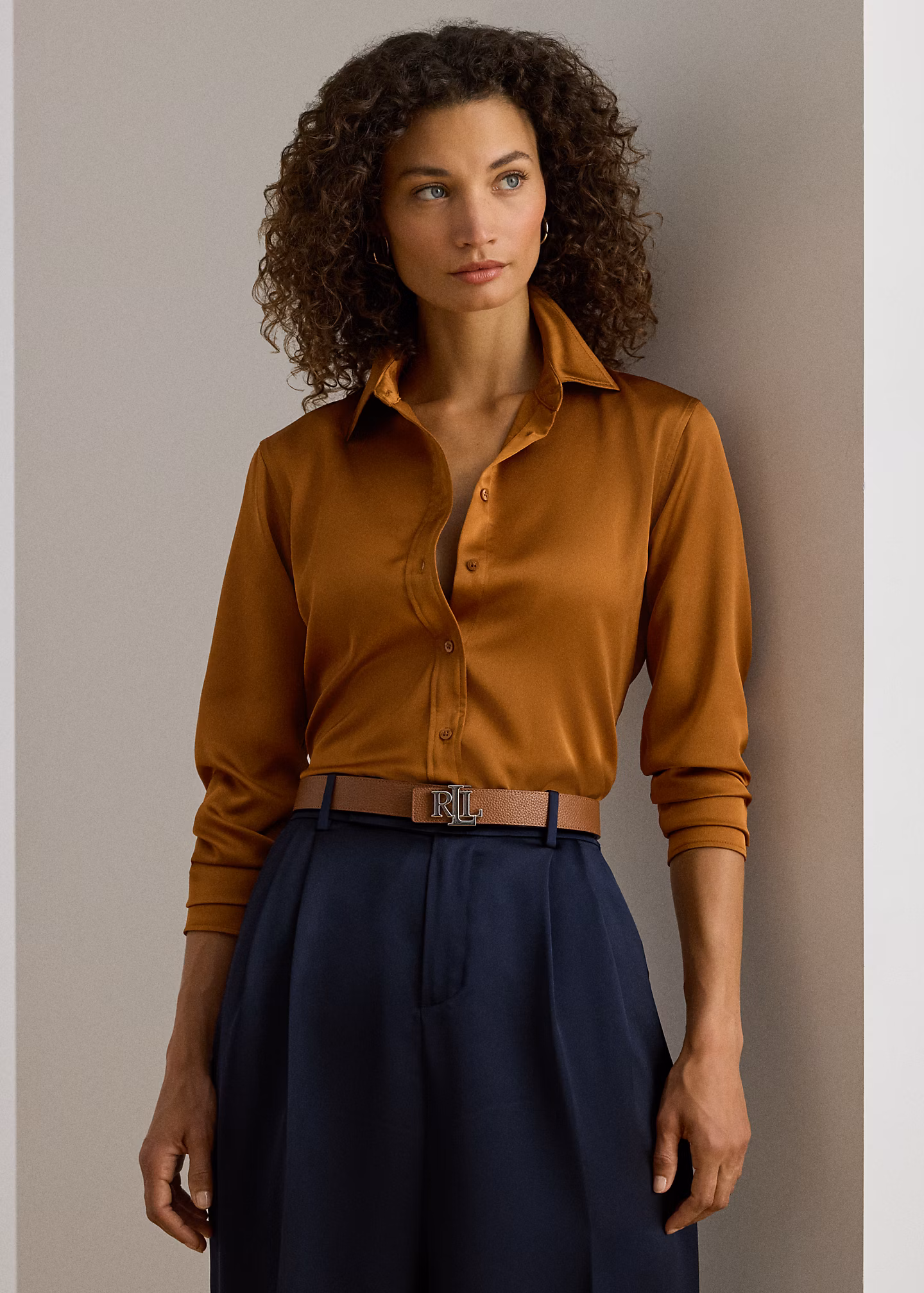 Classic-Fit Hemd aus Satin-Charmeuse - RALPH LAUREN OUTLET