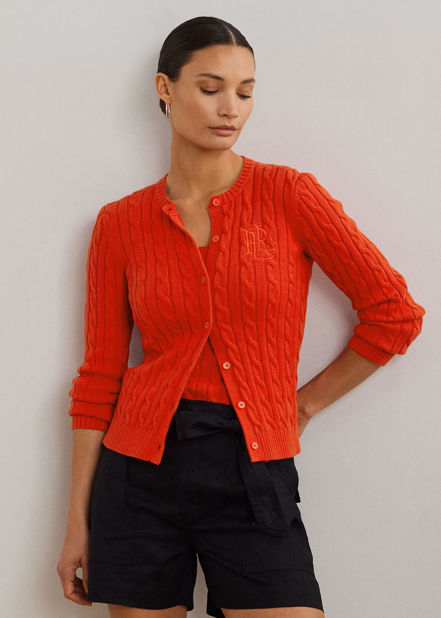 Baumwollstrickjacke mit Zopfmuster - RALPH LAUREN OUTLET