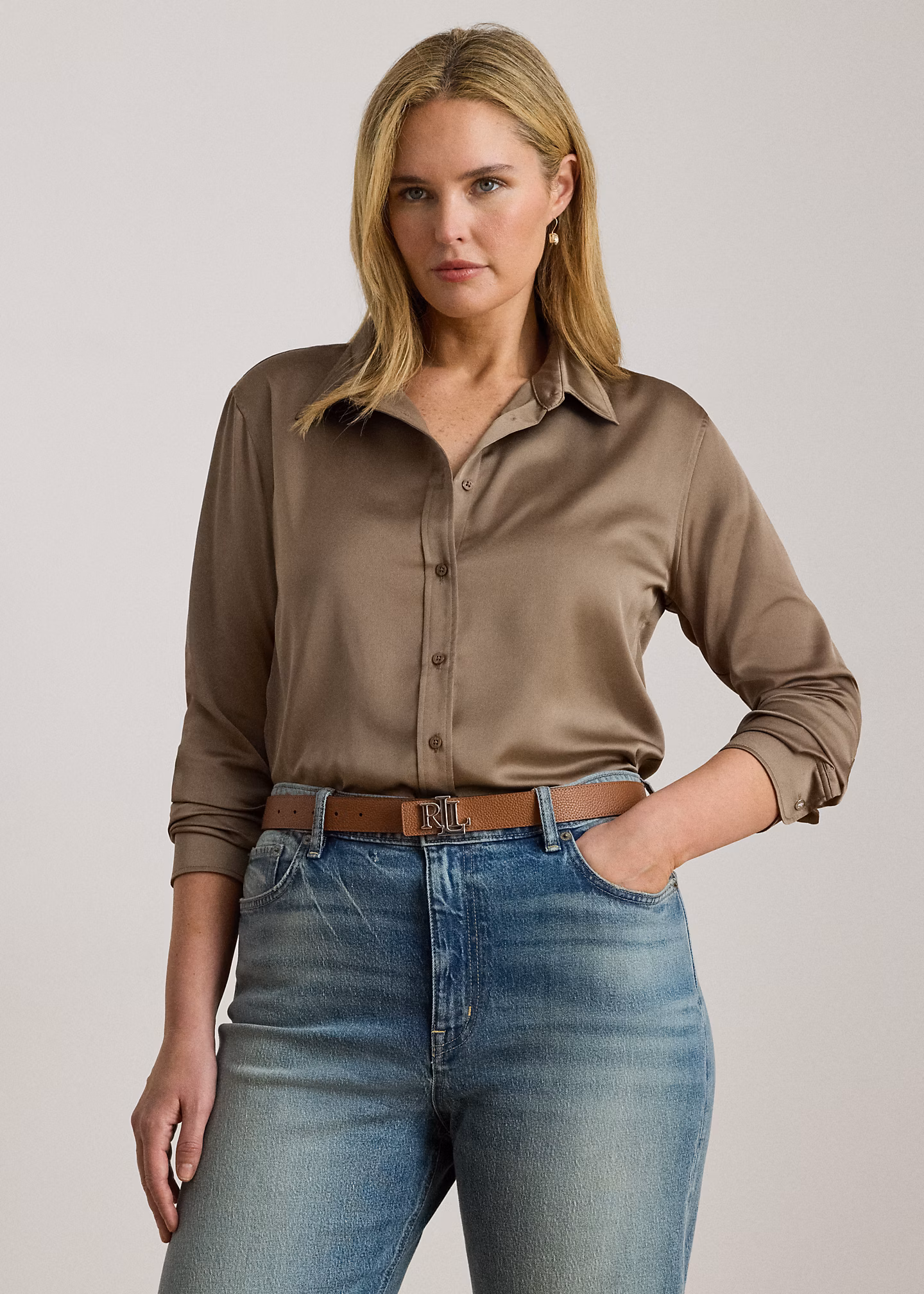 Classic-Fit Hemd aus Satin-Charmeuse - RALPH LAUREN OUTLET