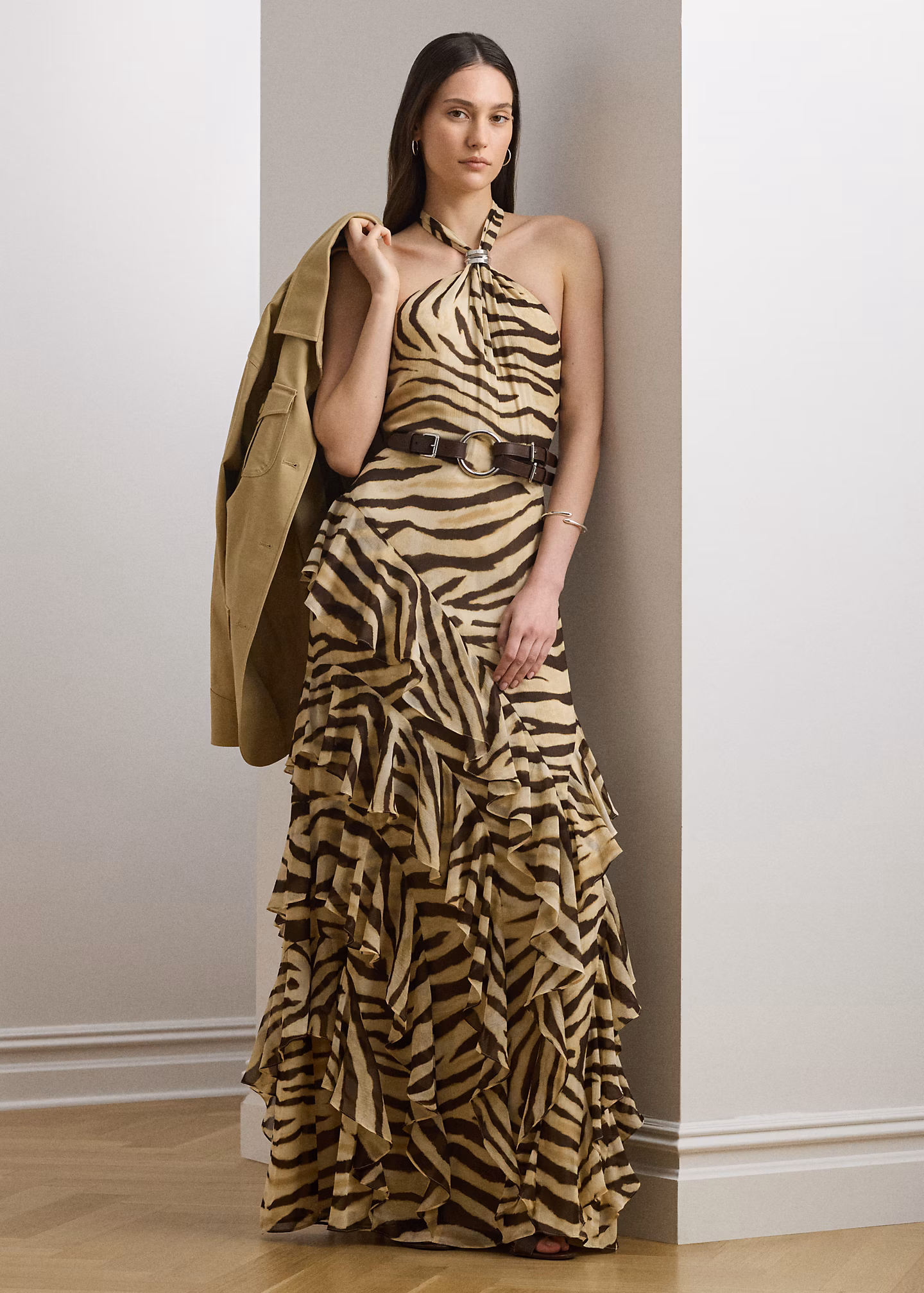 Abendkleid mit Zebramuster und Rüschen - RALPH LAUREN OUTLET