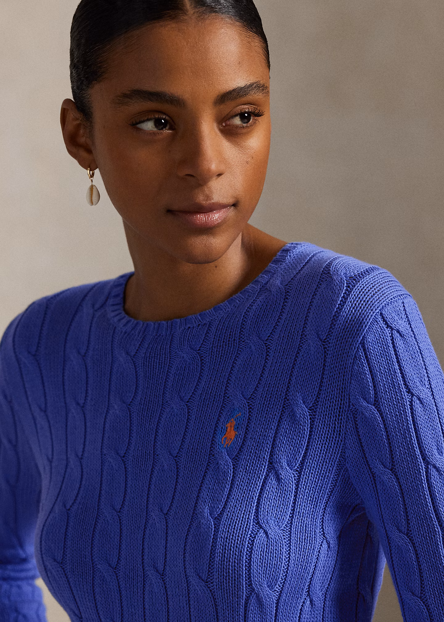 Baumwoll-Rundhalspullover mit Zopfmuster - RALPH LAUREN OUTLET