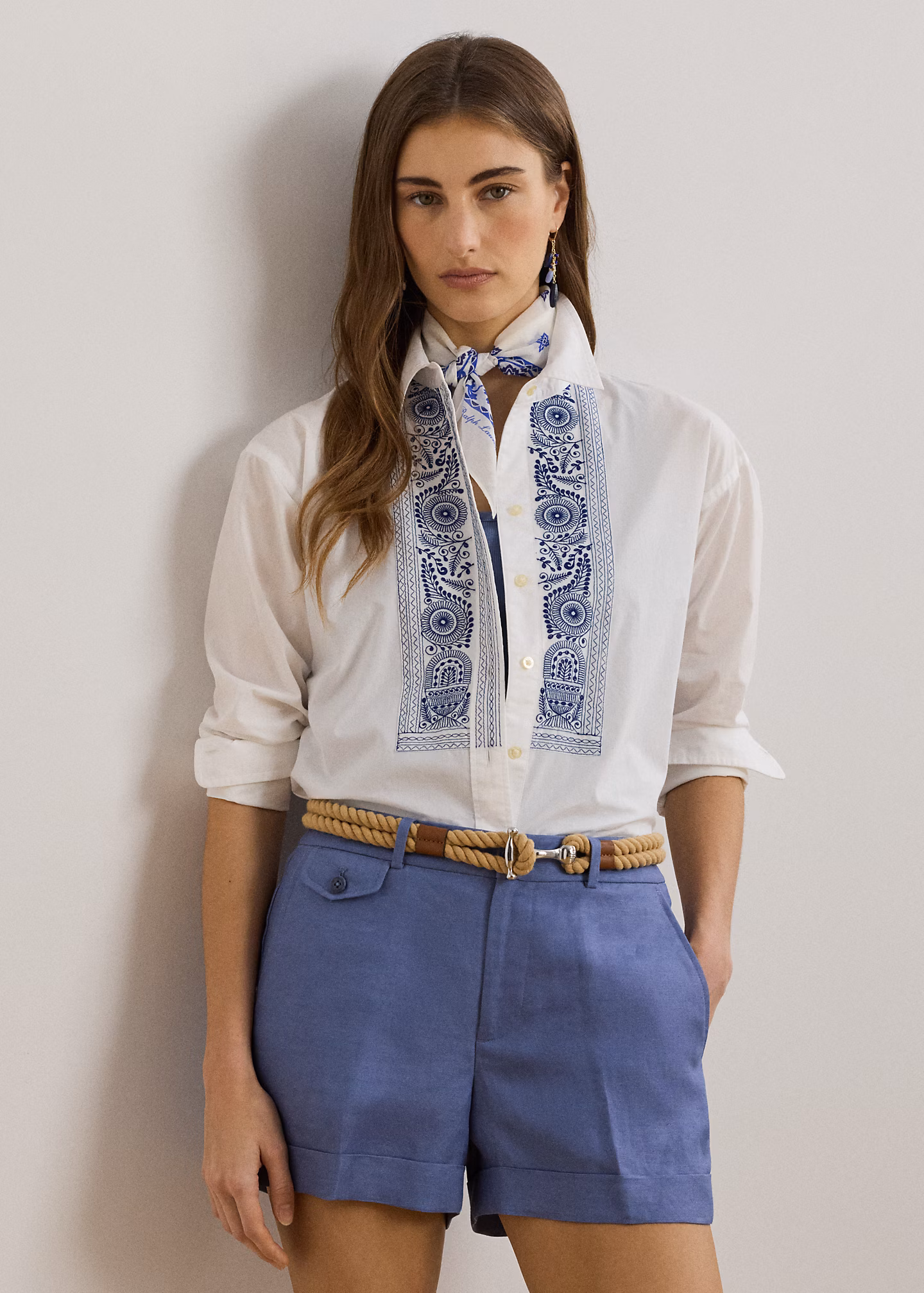 Besticktes Hemd aus Baumwollstoff - RALPH LAUREN OUTLET