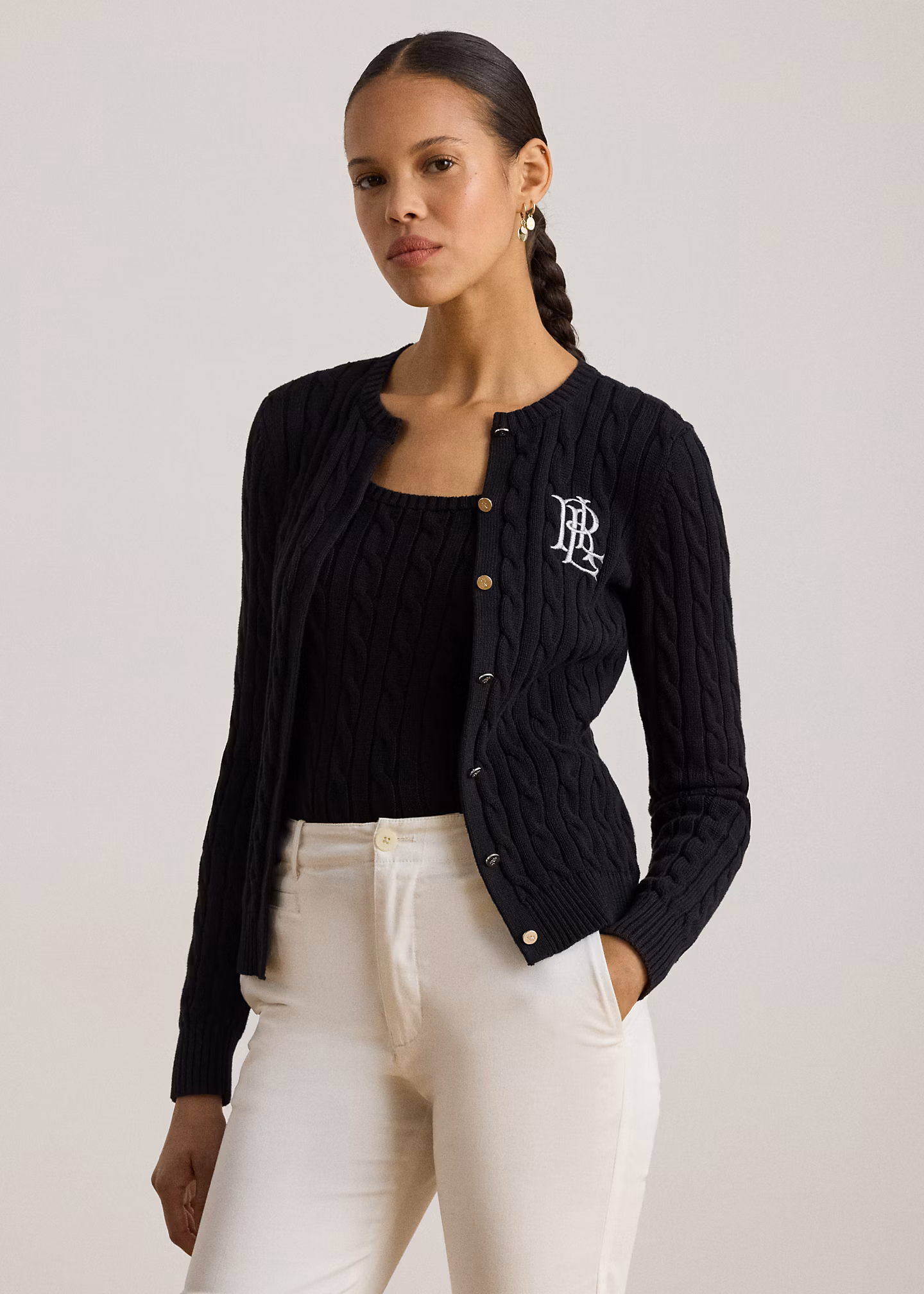 Baumwollstrickjacke mit Zopfmuster - RALPH LAUREN OUTLET