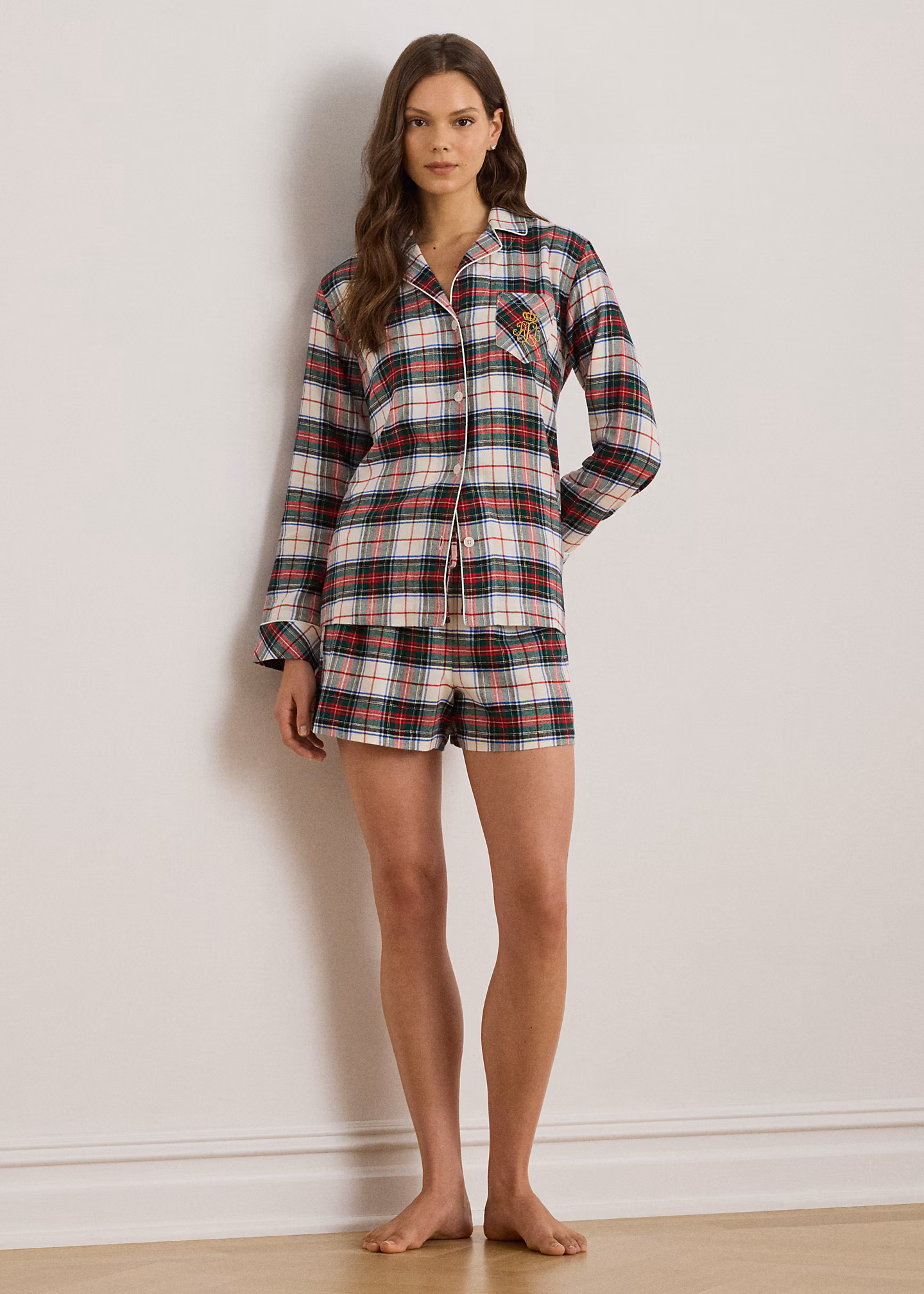 Karierter Pyjama aus angerautem Twill - RALPH LAUREN OUTLET