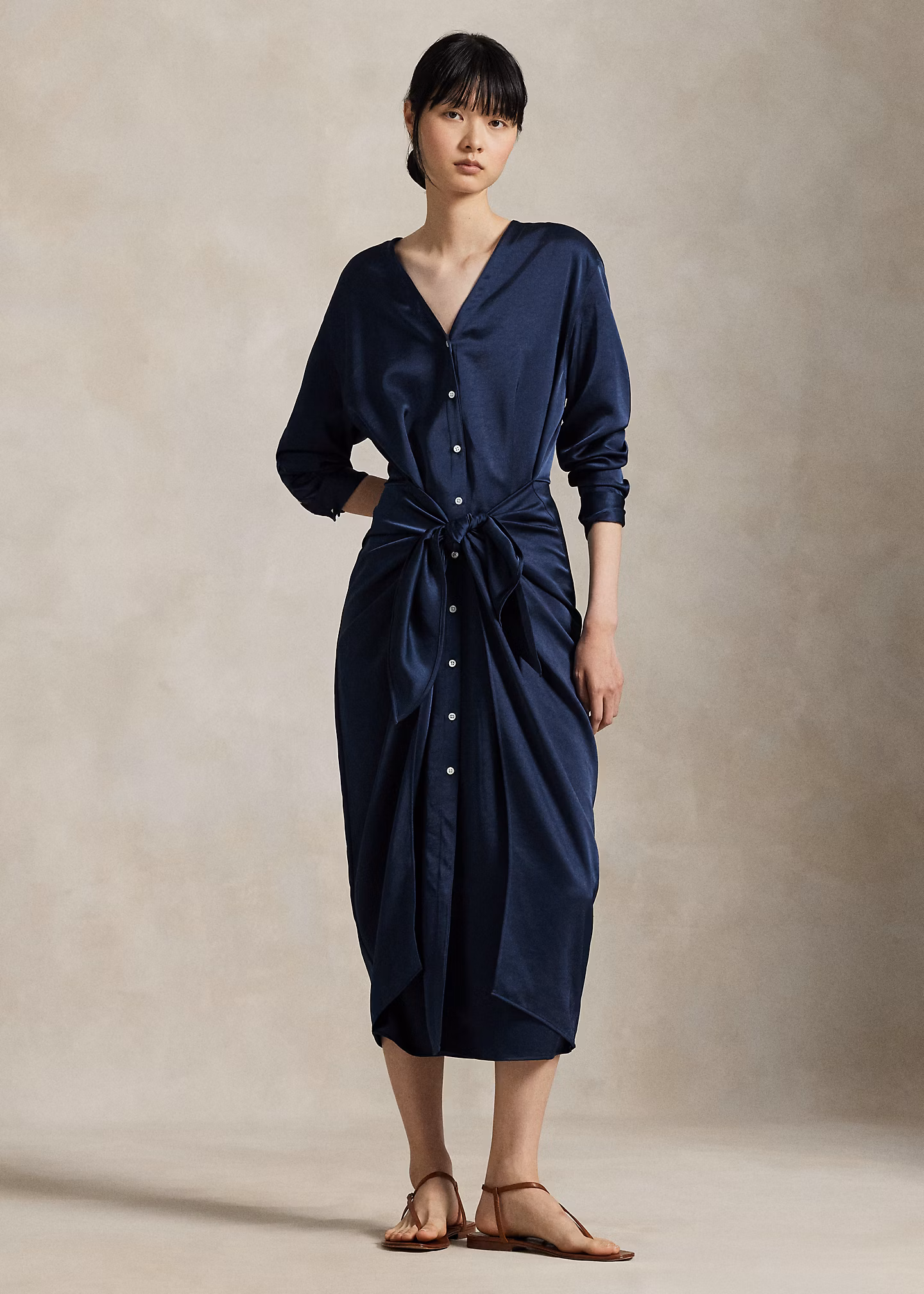 Wickel-Hemdkleid aus Satin - RALPH LAUREN OUTLET