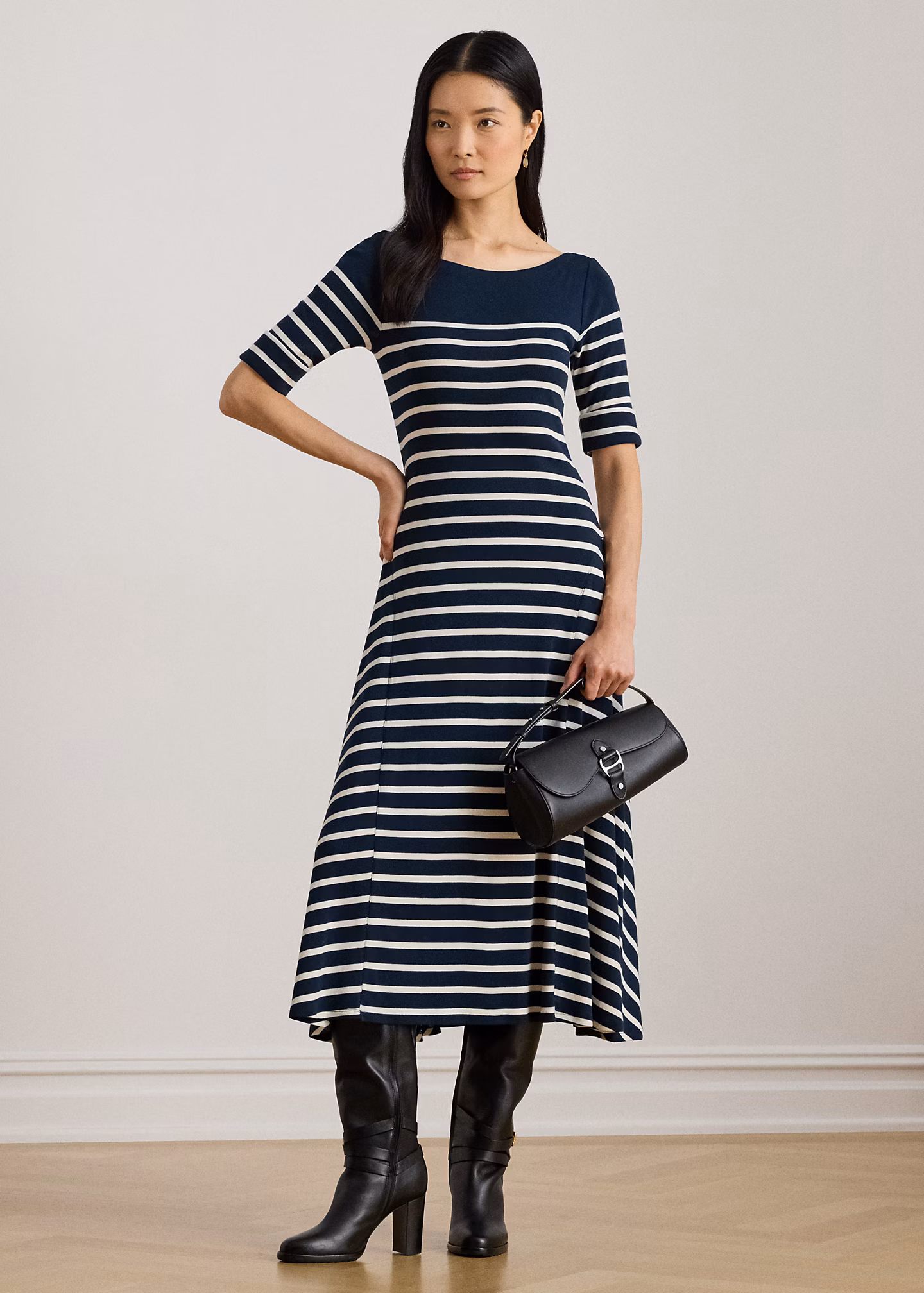 Gestreiftes Midi-Rippenstrickkleid - RALPH LAUREN OUTLET