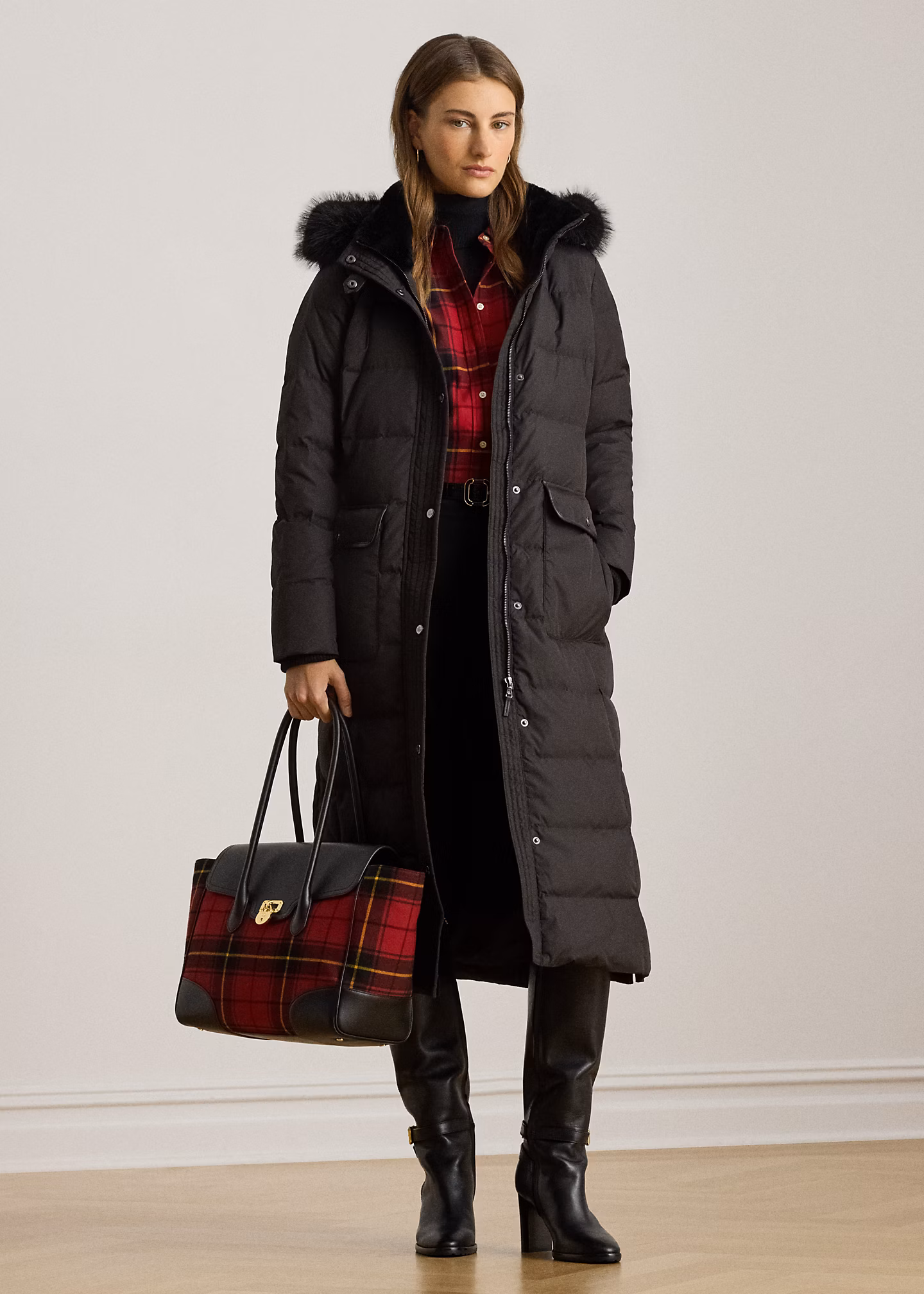 Maxi-Daunenmantel mit Kunstpelzbesatz - RALPH LAUREN OUTLET