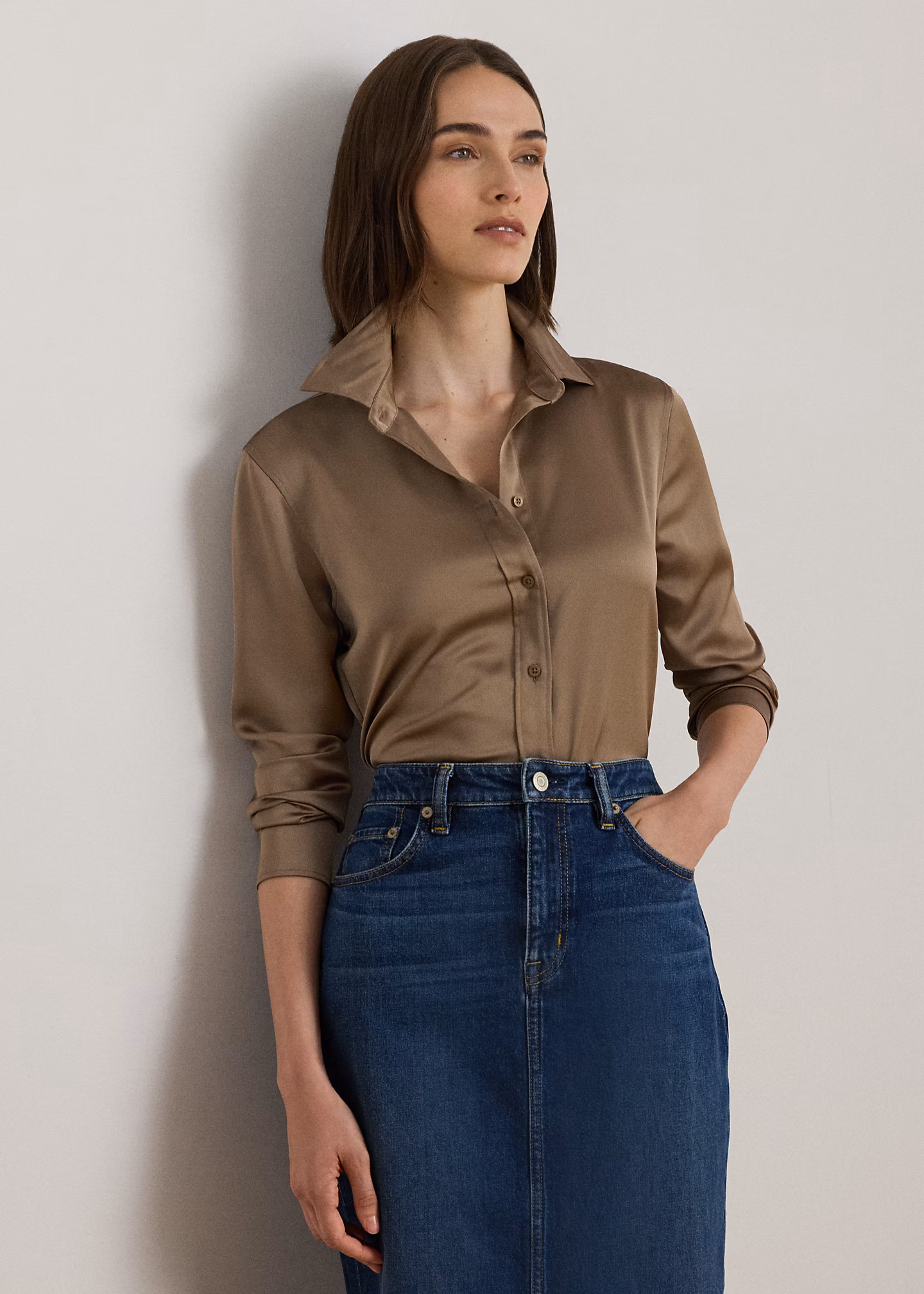 Classic-Fit Hemd aus Satin-Charmeuse - RALPH LAUREN OUTLET