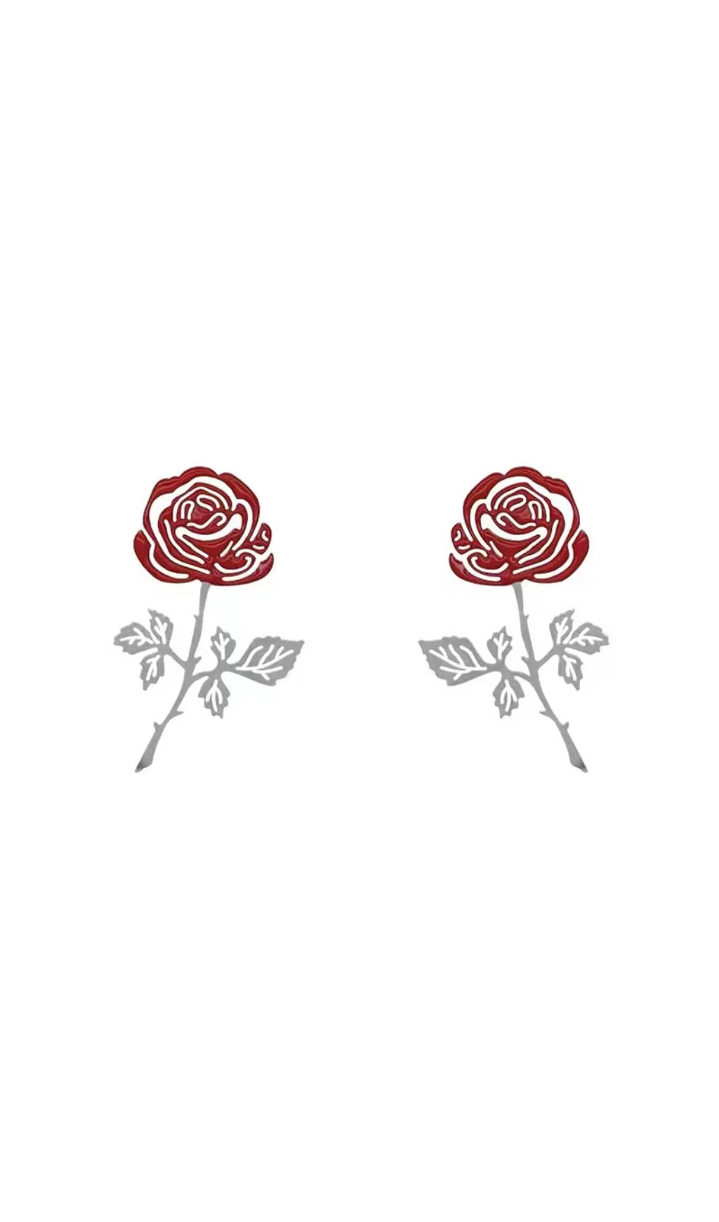 ROSE-COLORED HOLLOW FLOWER ALLOY EARRINGS
