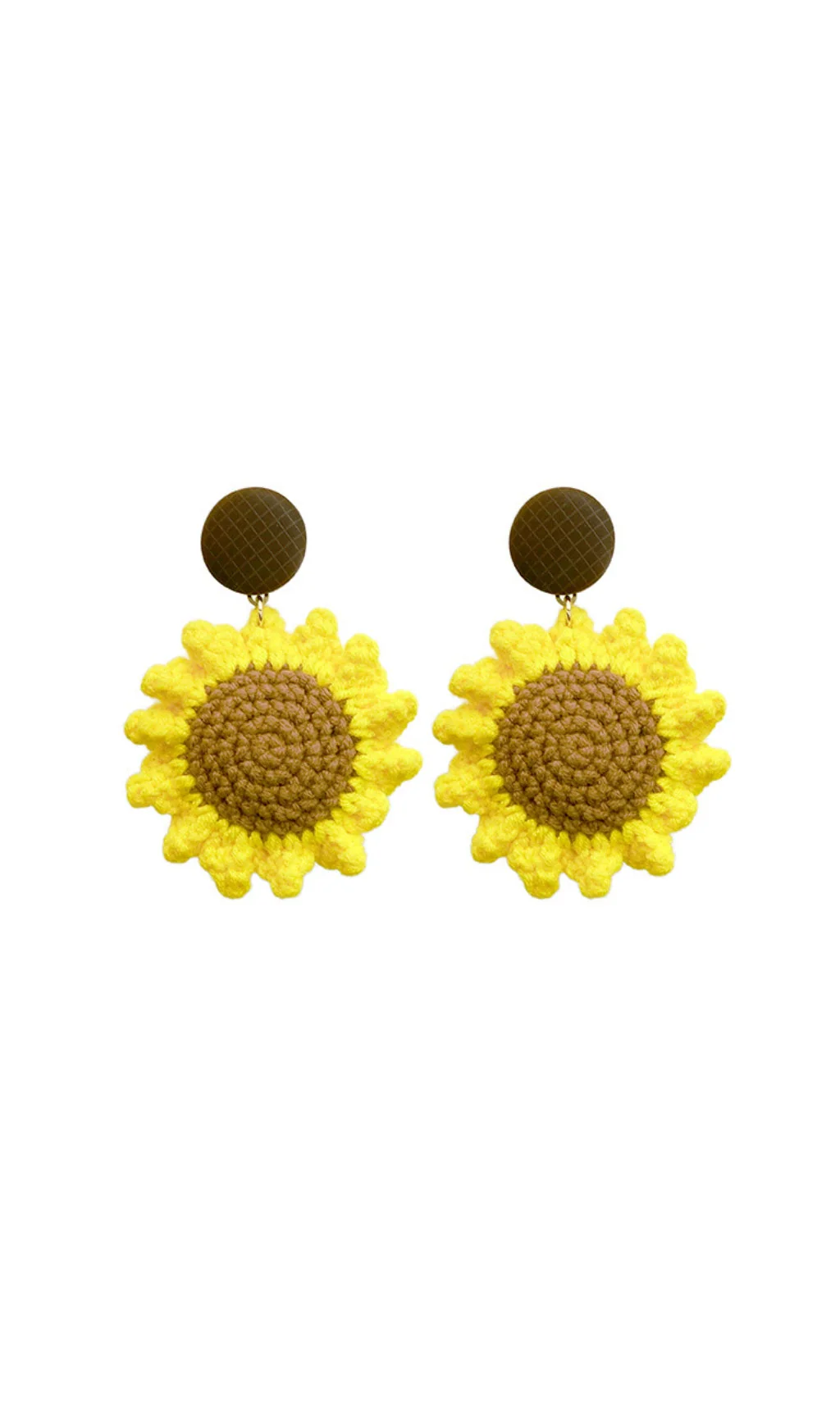 YELLOW BRAIDED FLOWER WOOL EARRINGS